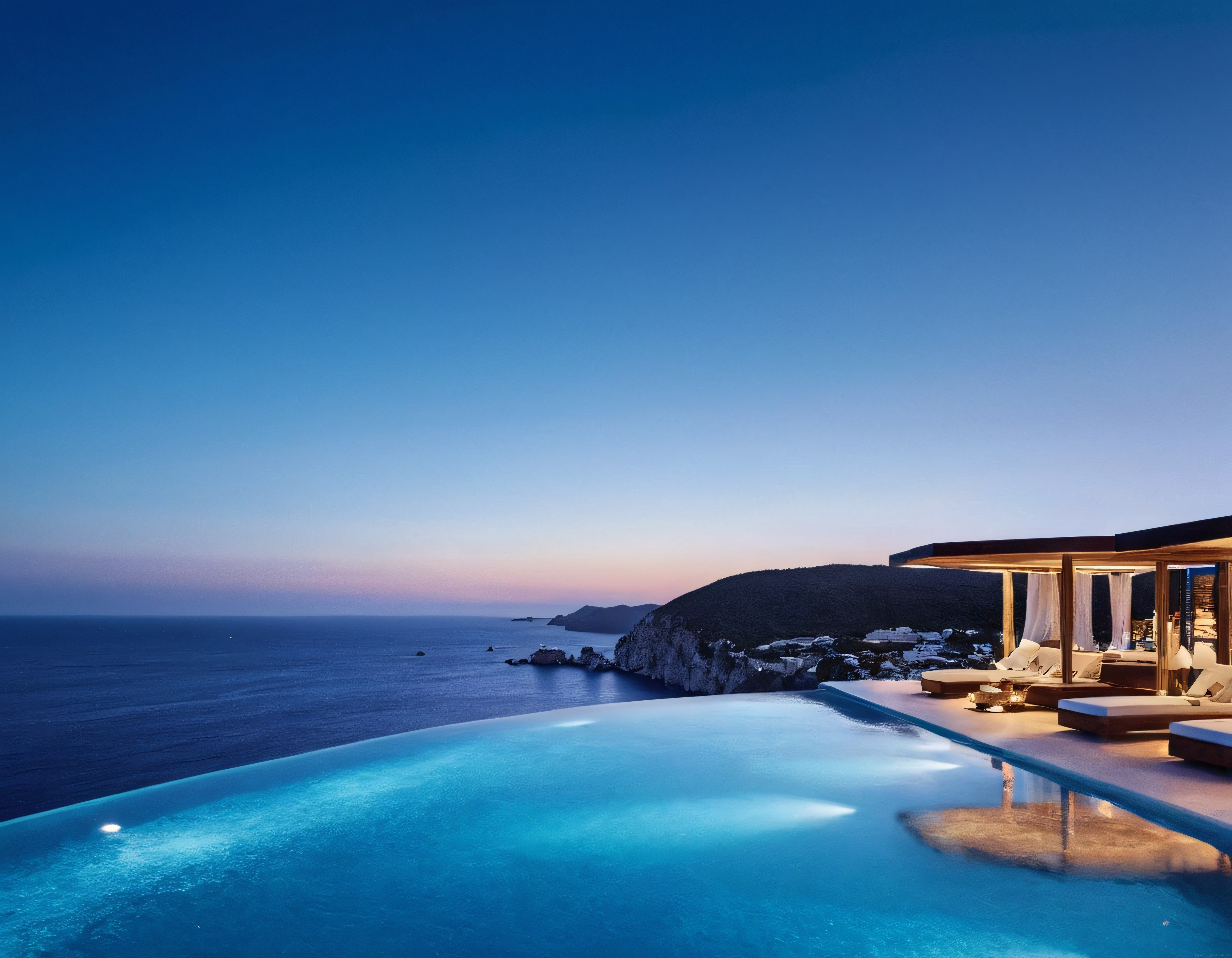 Gün Batımında Deniz Manzaralı Lüks Villa ve Sonsuzluk Havuzu