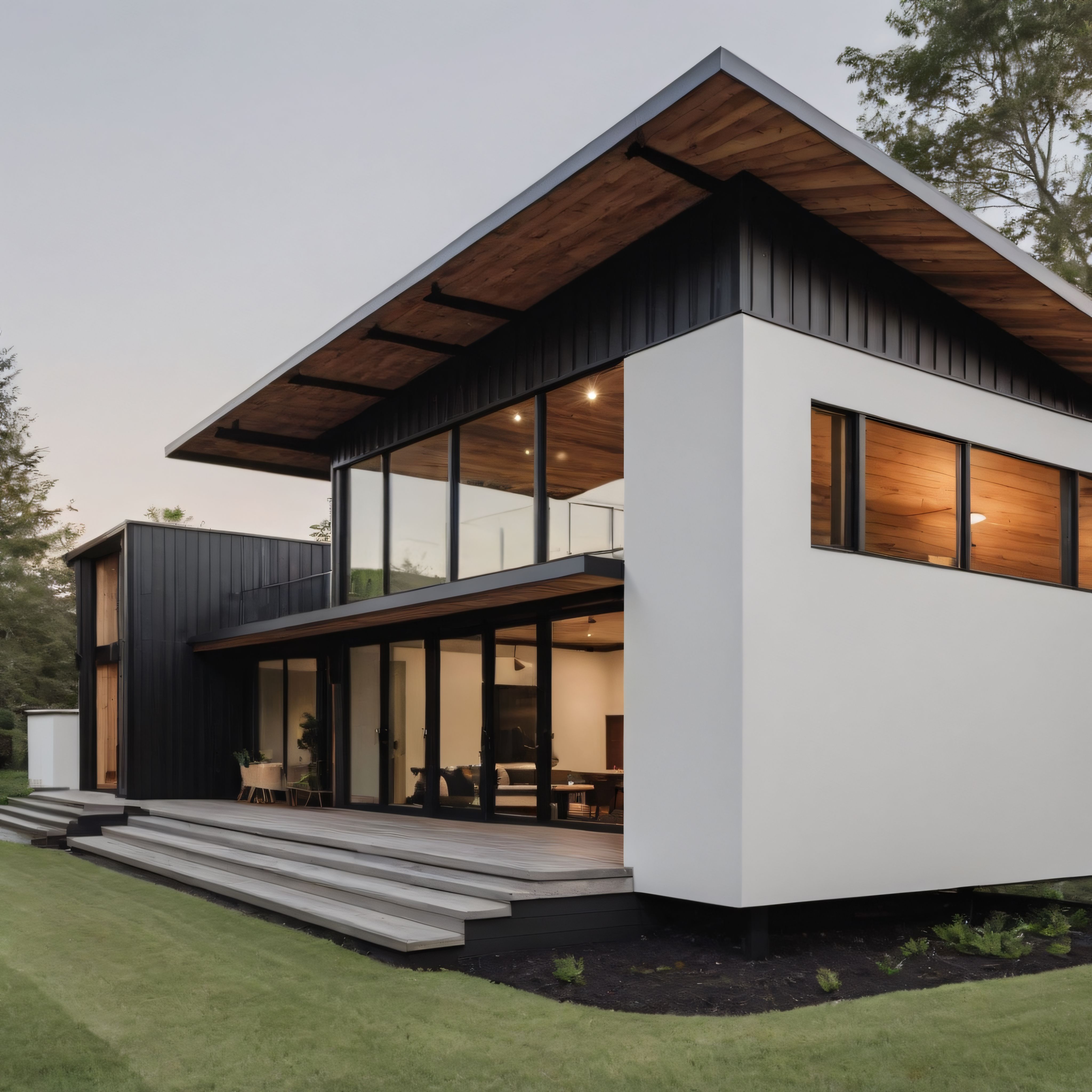Gün Batımında Doğayla Bütünleşen Modern Mimari ve Ahşap Detaylı Villa