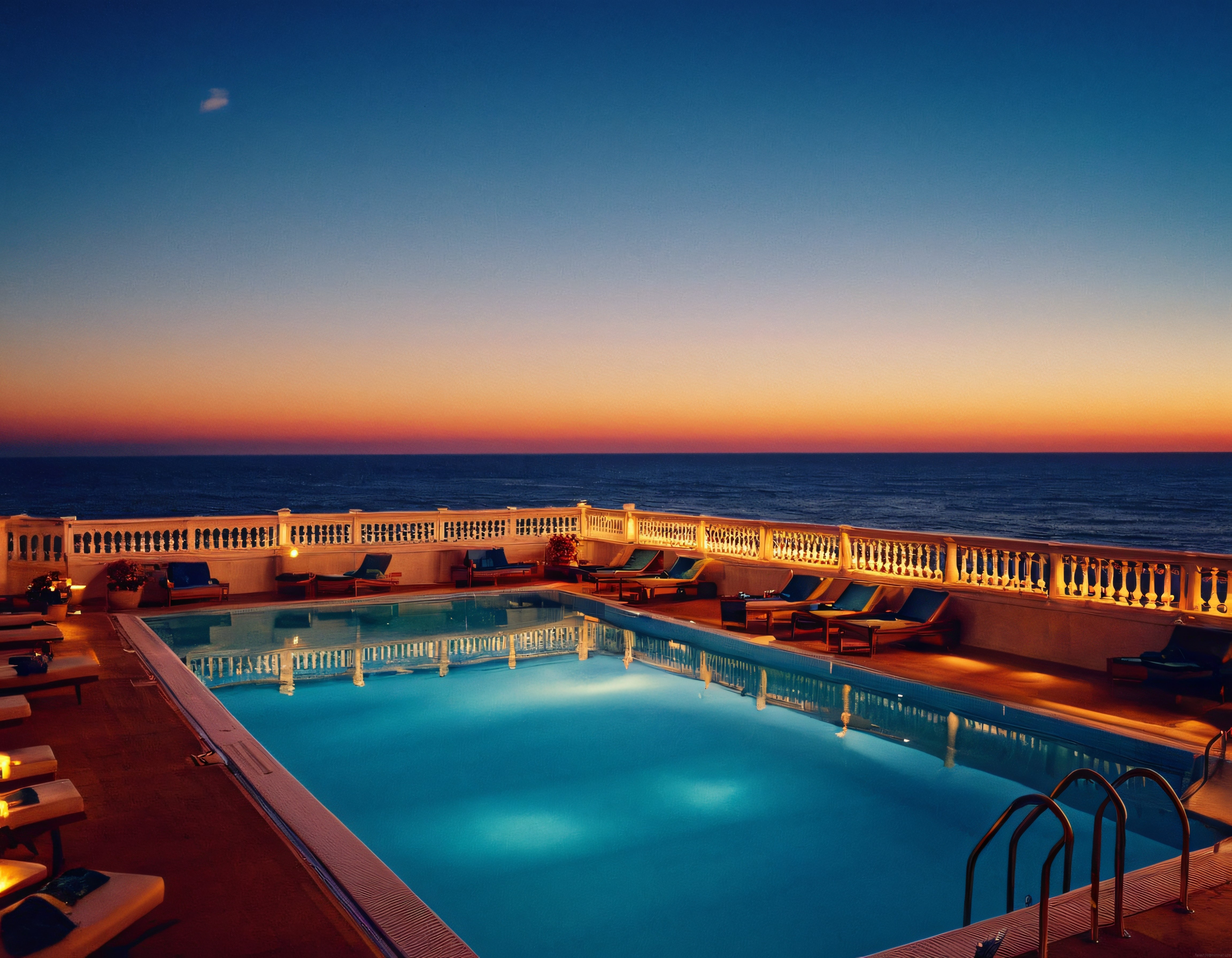 Gün Batımında Lüks Resort: Deniz Manzaralı Sonsuzluk Havuzu ve Şık Teras