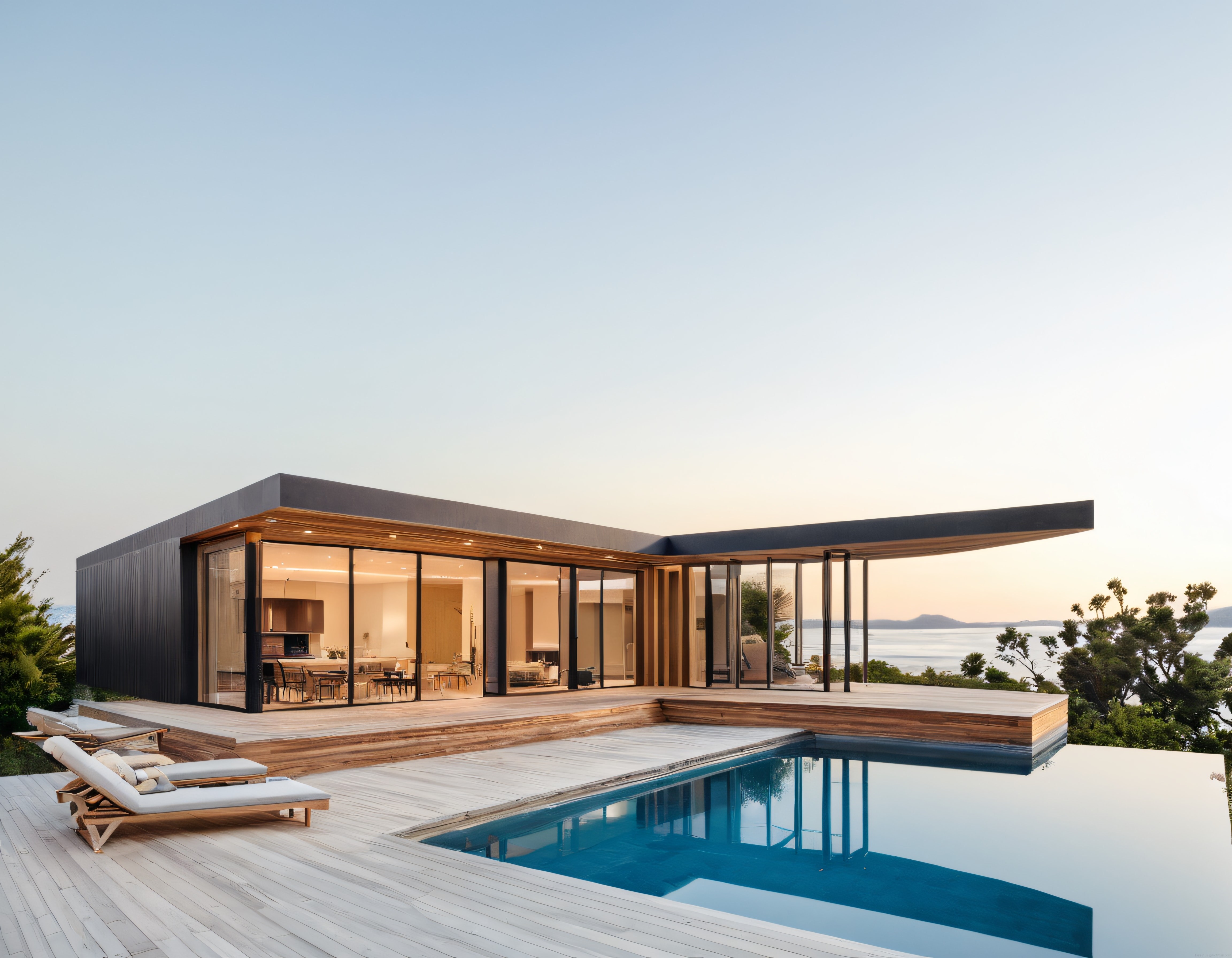 Gün Batımında Lüks Villa, Sonsuzluk Havuzu ve Deniz Manzarası