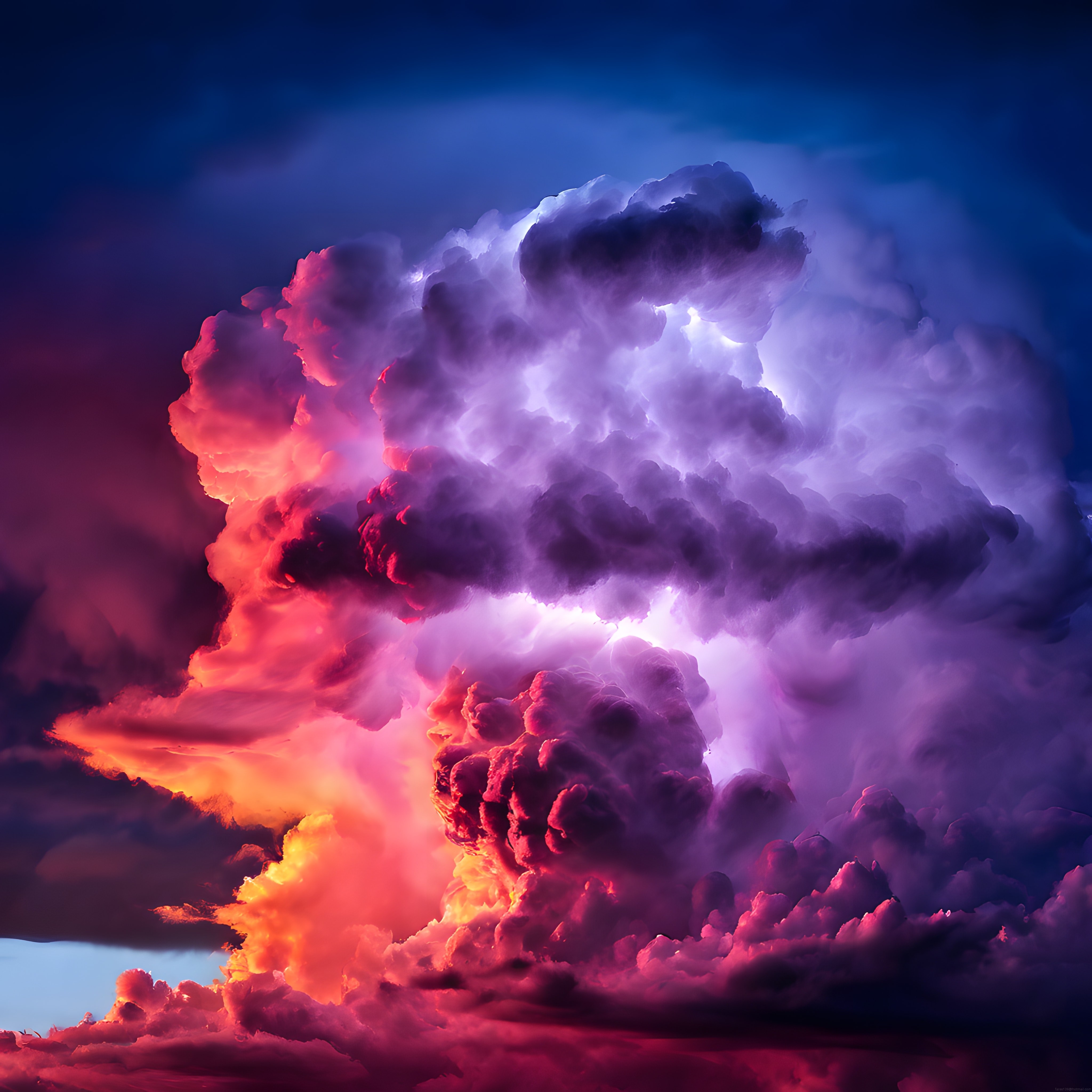 Gün batımında şimşek çarpan dramatik kümülonimbus bulutlarının büyüleyici görüntüsü