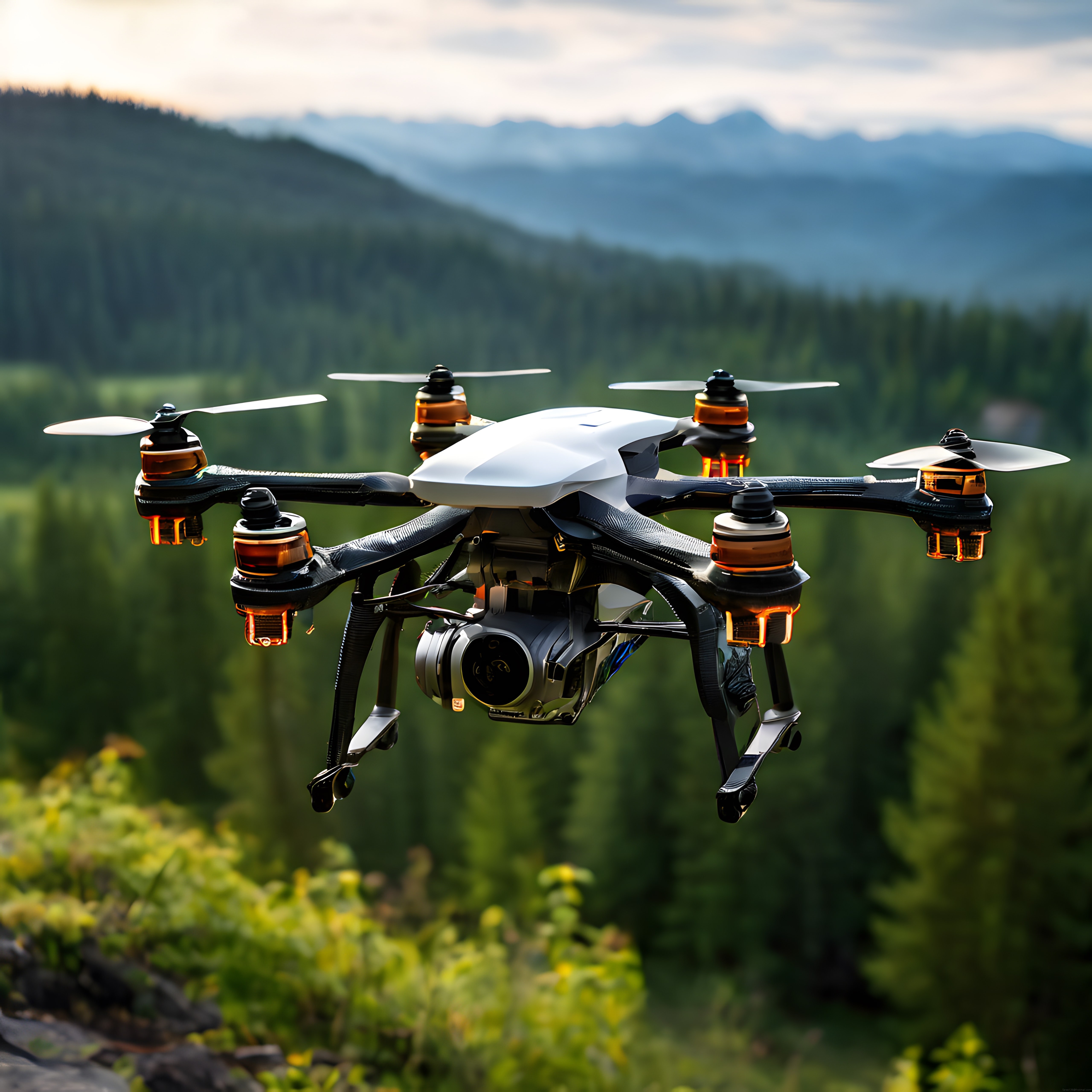 Gün Batımında Sisli Dağların Üzerinde Uçan Profesyonel Drone Görüntüsü