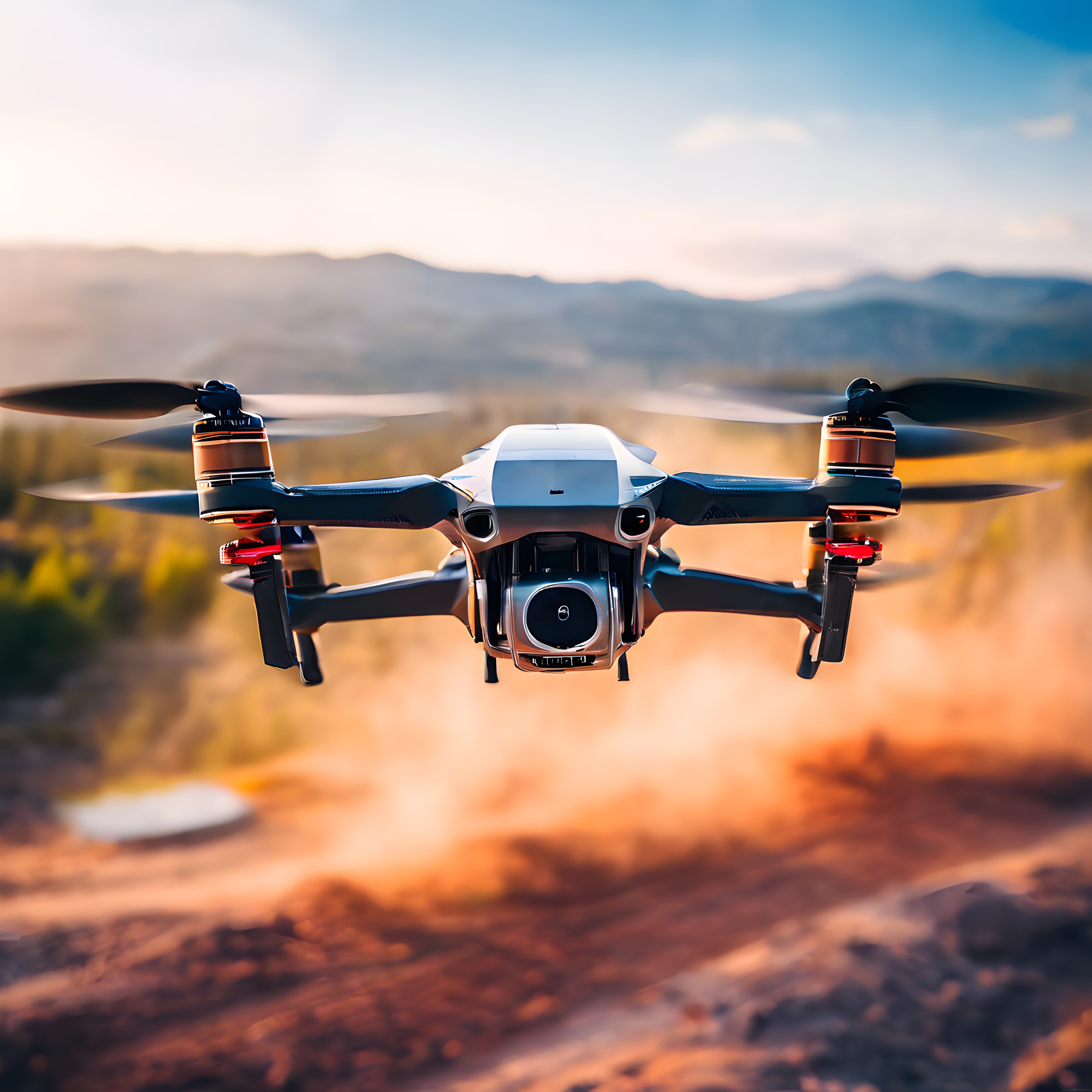 Gün Batımında Sonbahar Dağları Üzerinde Uçan Drone ve Havadan Çekim
