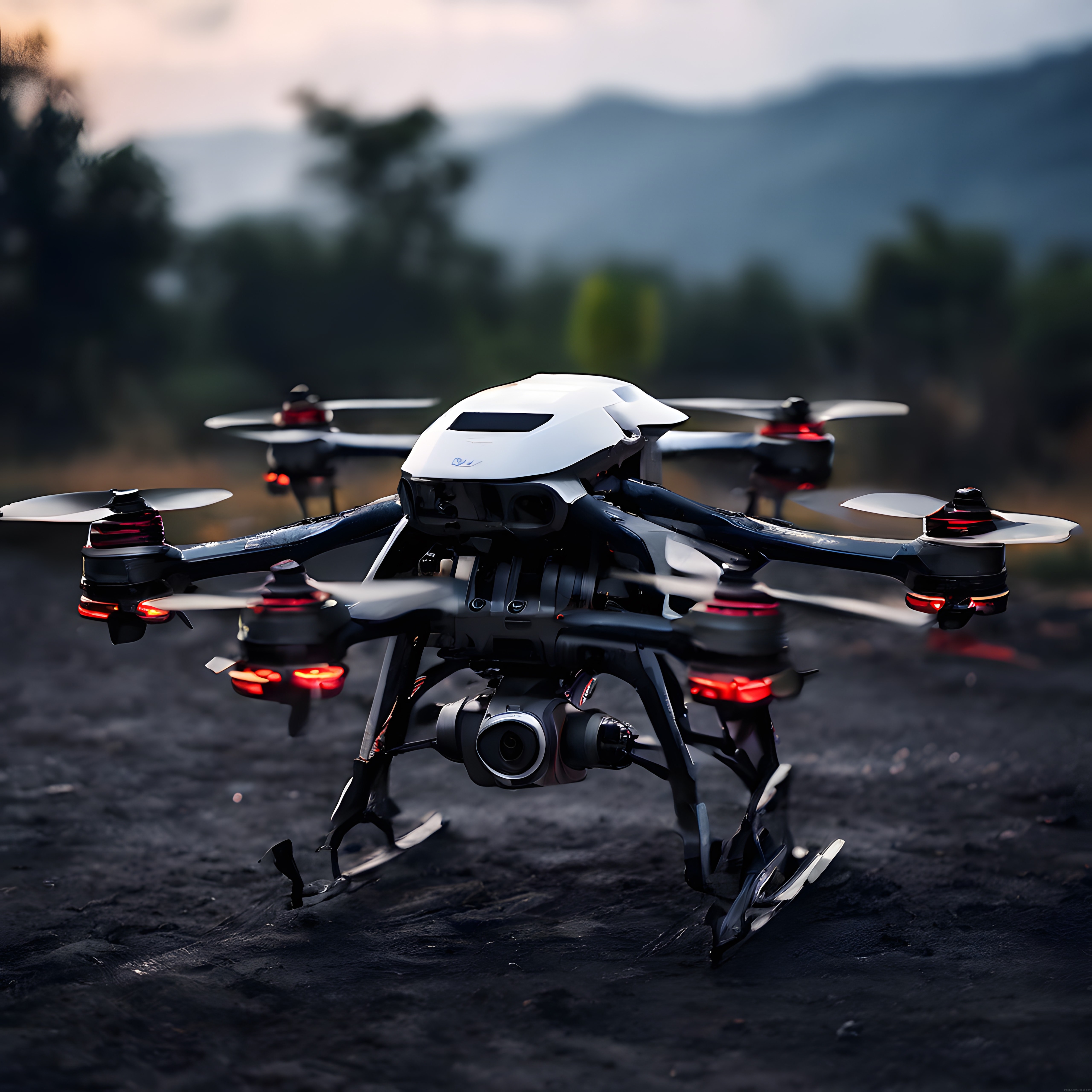 Gün Doğumunda Ormanlık Alanda Profesyonel Kamera Drone ve Teknolojisi