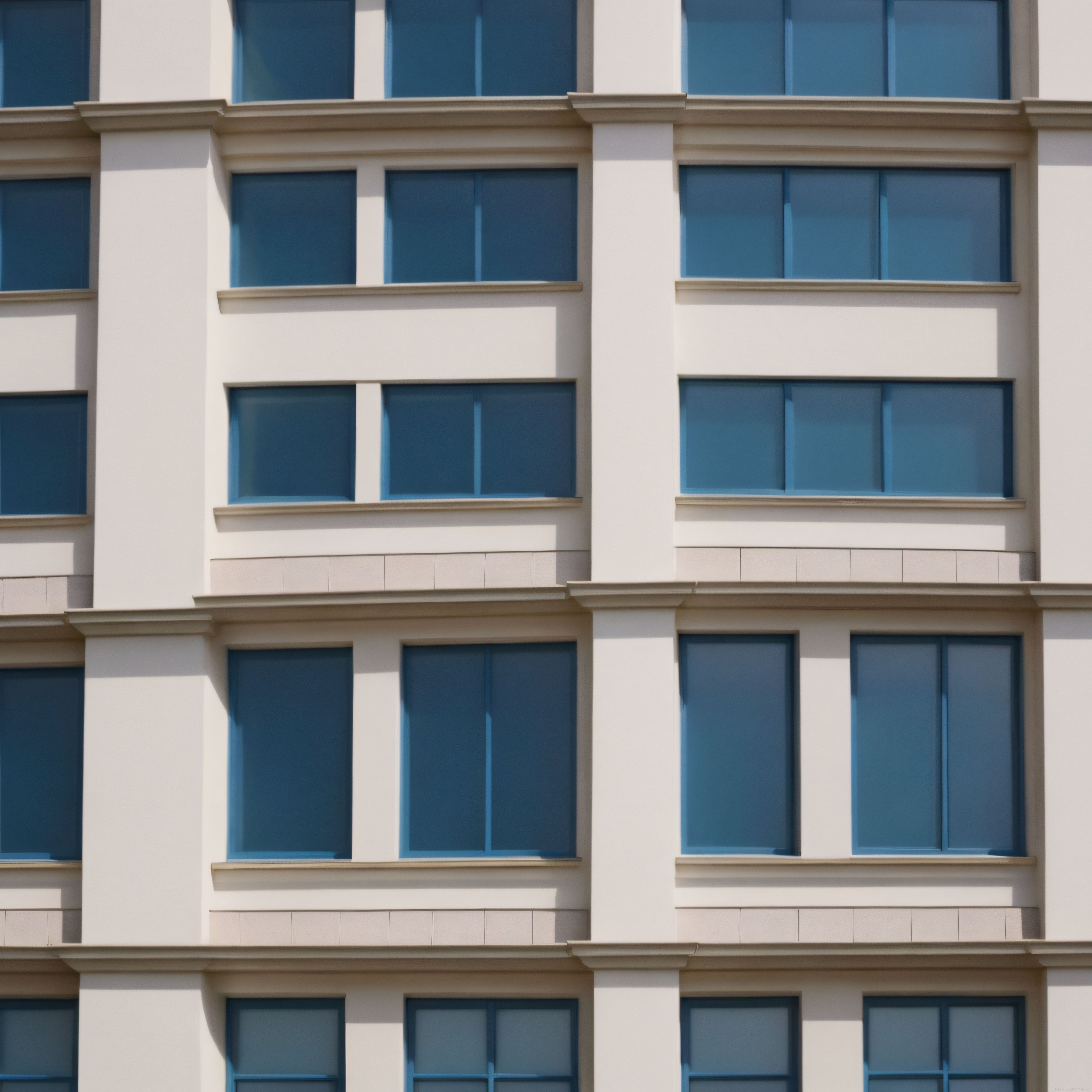 Gün Işığında Geometrik Pencere Düzenine Sahip Klasik Bina Cephesi