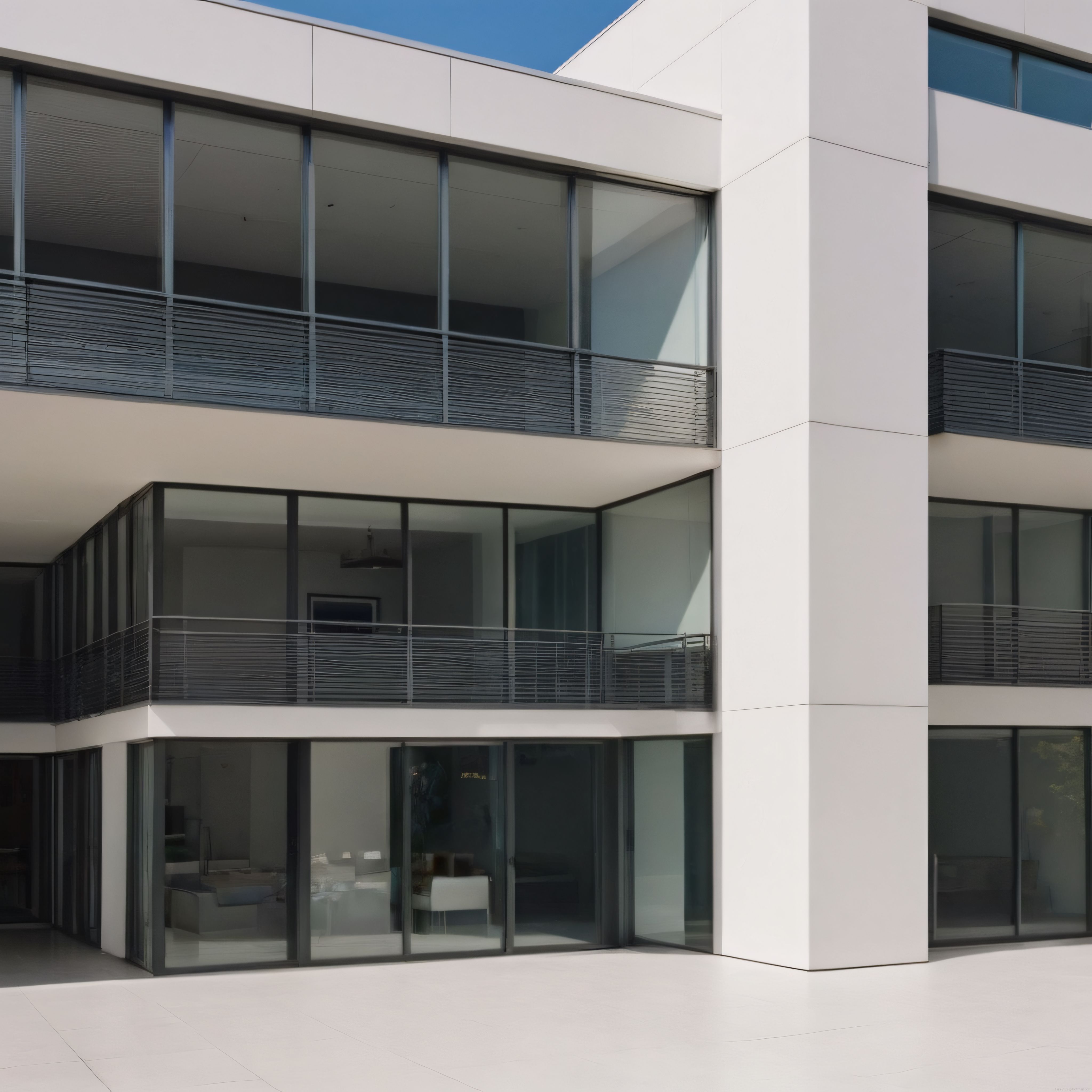 Gün Işığında Modern Apartman Cephesi, Minimalist Mimarisi ve Cam Detayları
