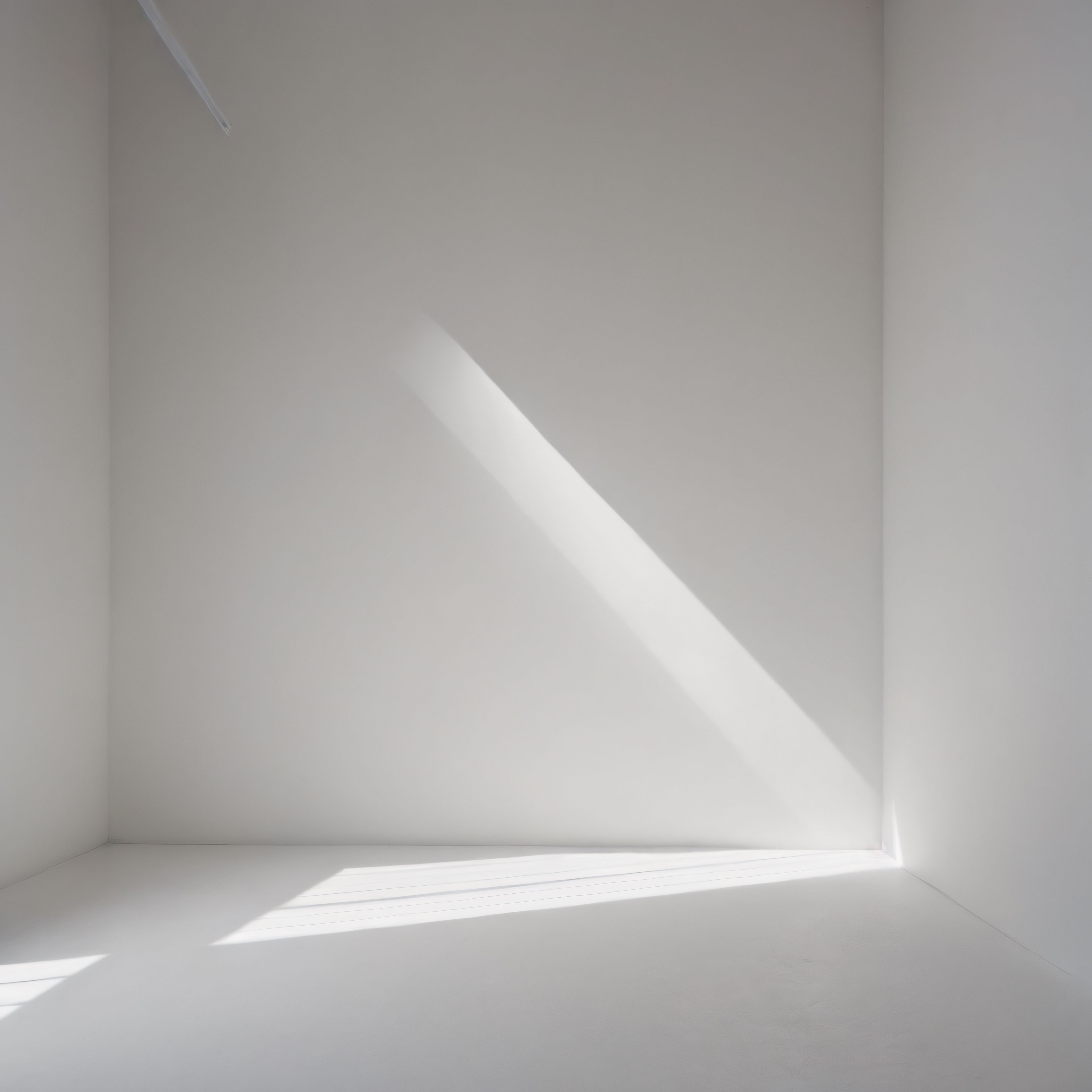 Gün Işığının Dans Ettiği Minimalist Beyaz Oda Köşesi ve Gölge Oyunları