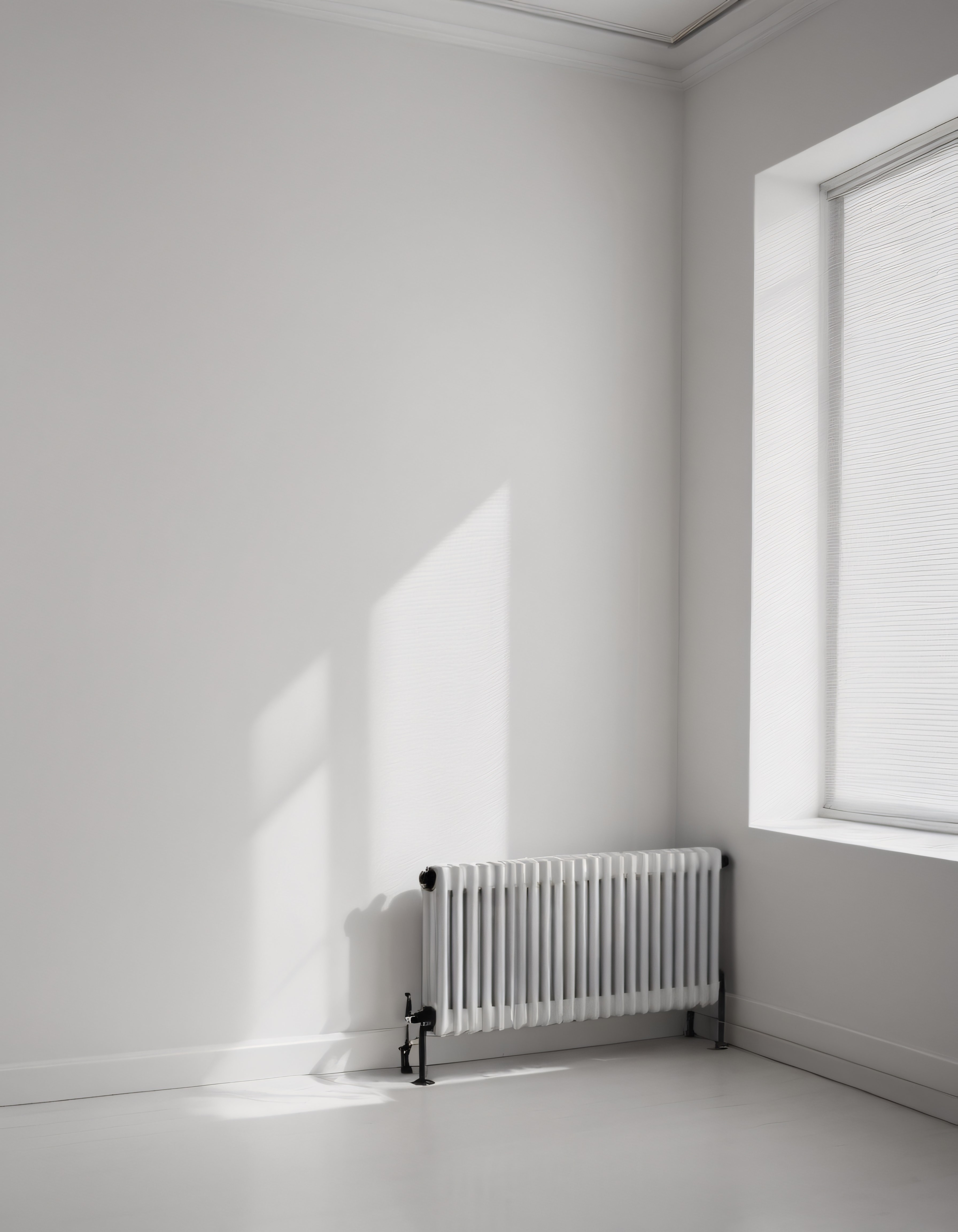 Gün Işığıyla Aydınlanan Beyaz Duvarlı Minimalist Boş Oda İç Mekanı