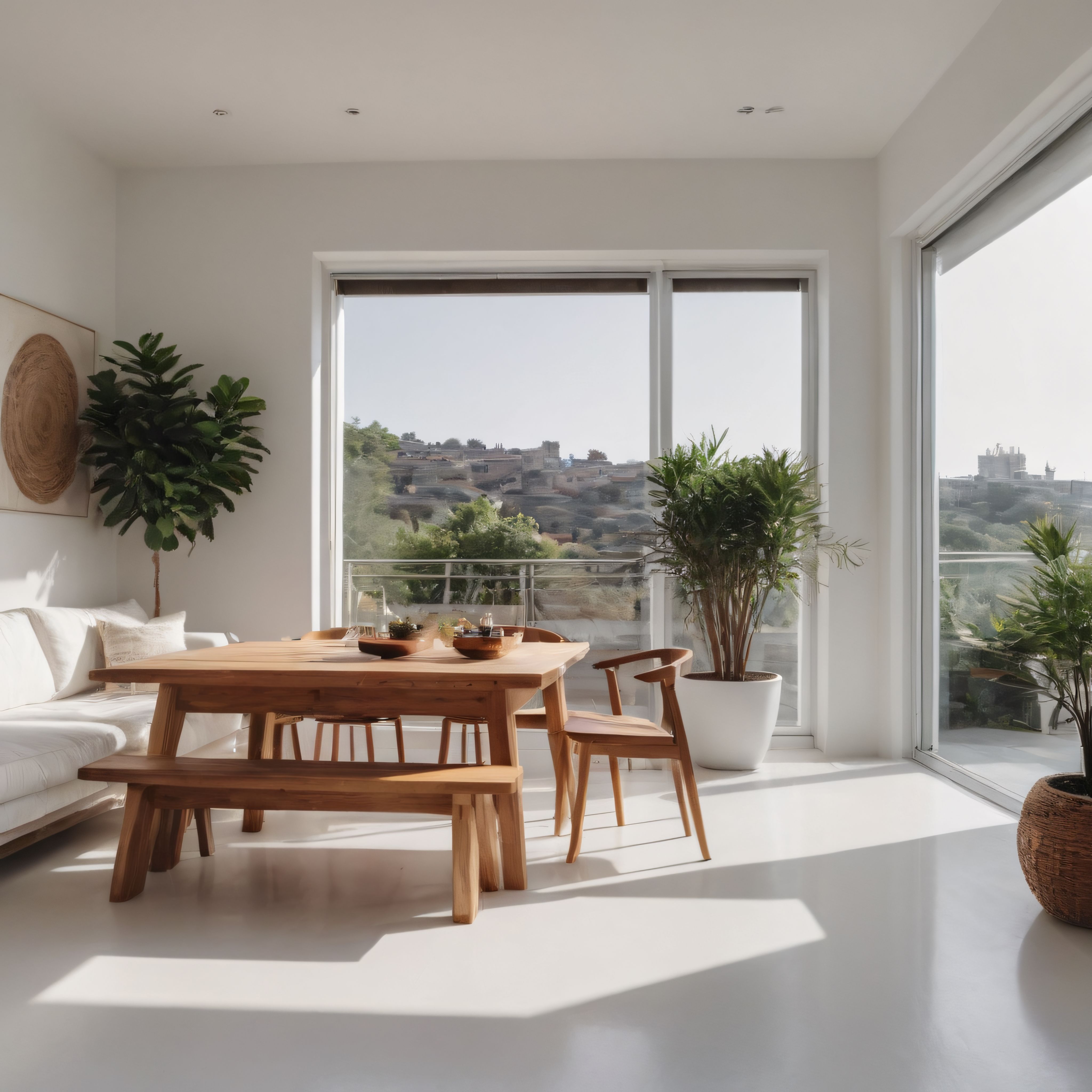 Gün Işığıyla Aydınlanan Modern Yemek Odası ve Minimalist Ev Dekoru