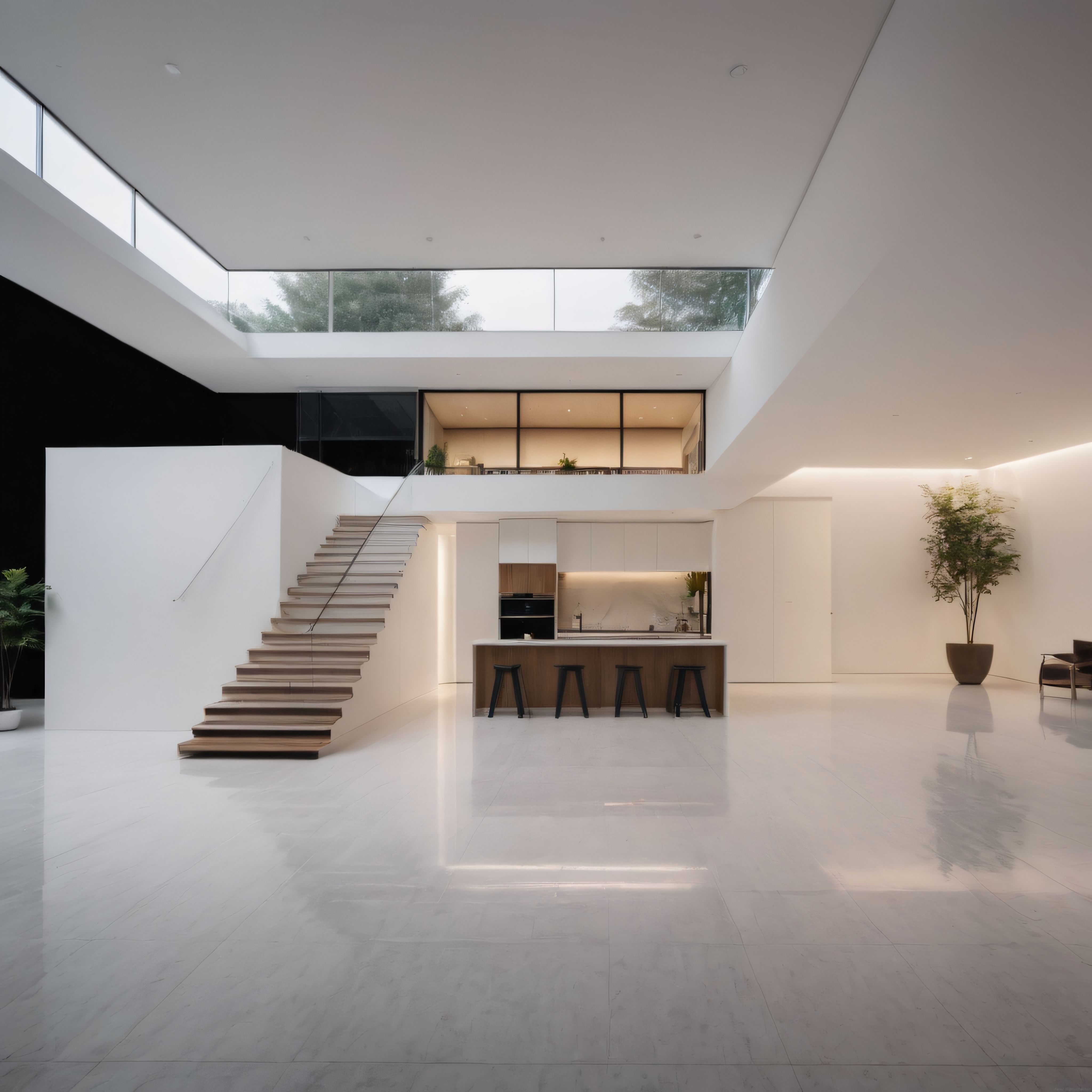 Gün Işığıyla Bütünleşen Modern Villa: Minimalist İç Mekan ve Mermer Detaylar