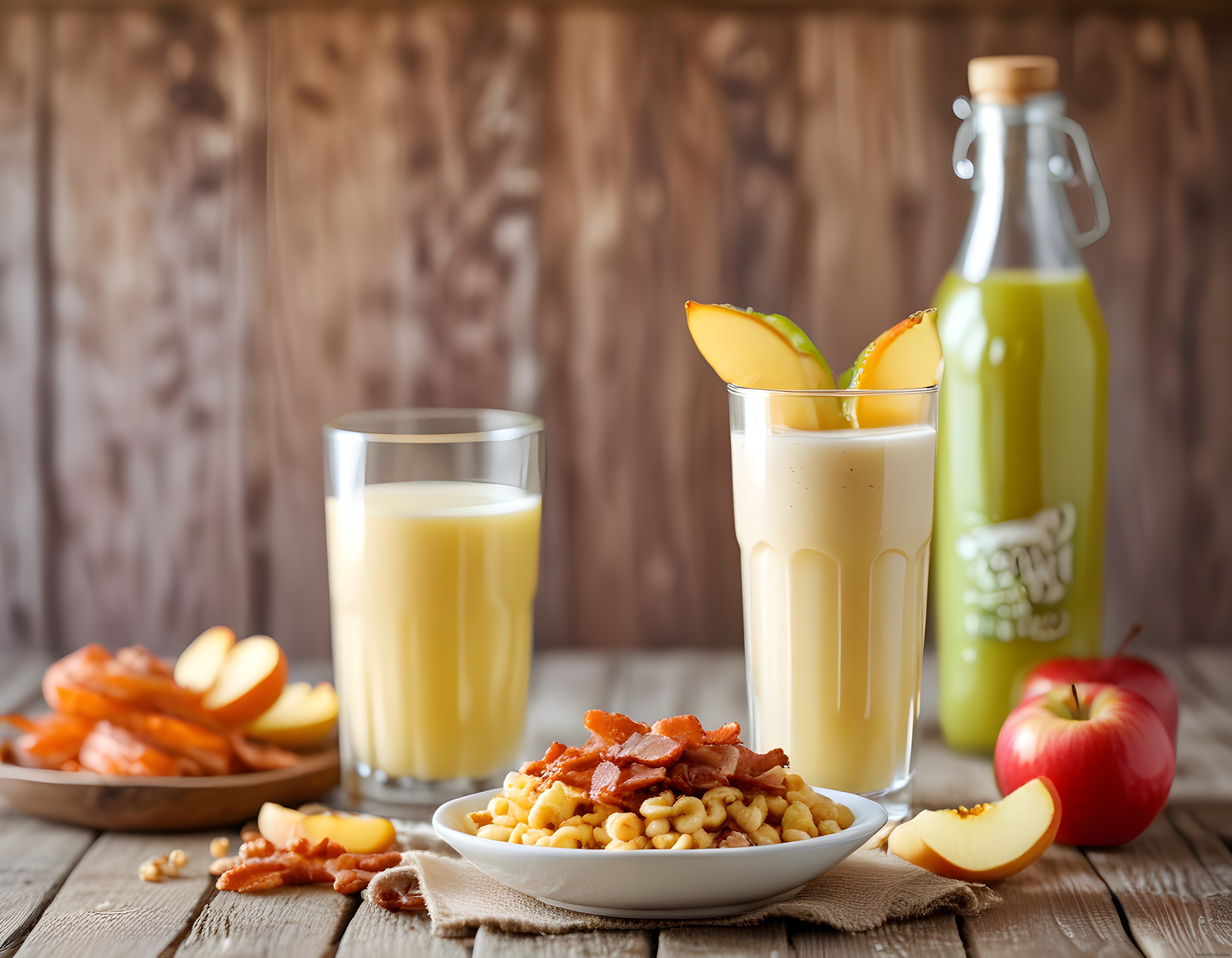 Güne Zinde Başlangıç: Smoothie, Taze Sıkma Meyve Suyu ve Kahvaltı Kasesi