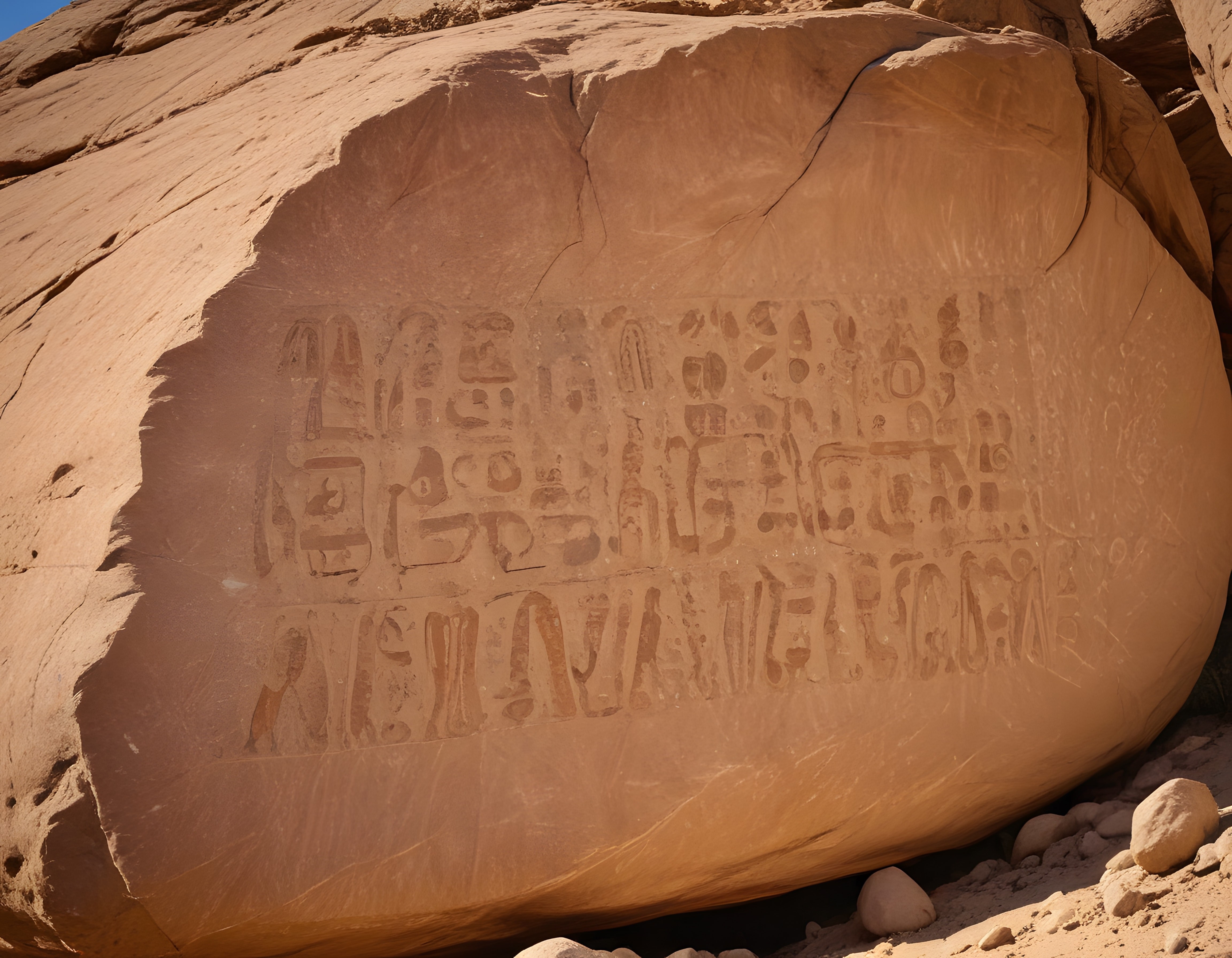 Güneş Altında Kaya Yüzeyindeki Binlerce Yıllık Antik Petroglyph ve Kaya Resimleri