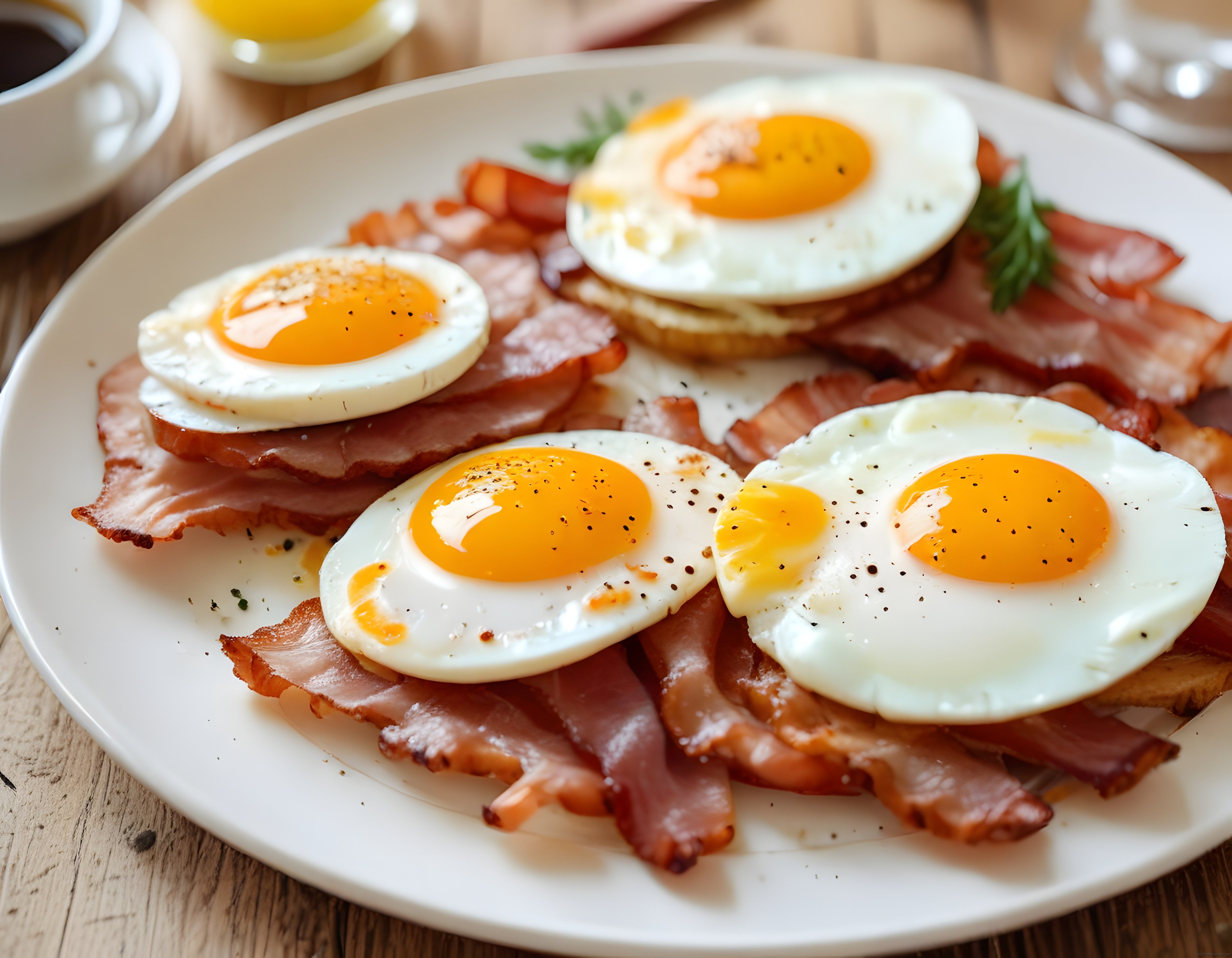 Güneş Gibi Kızarmış Yumurta ve Çıtır Bacon ile Nefis Kahvaltı Tabağı