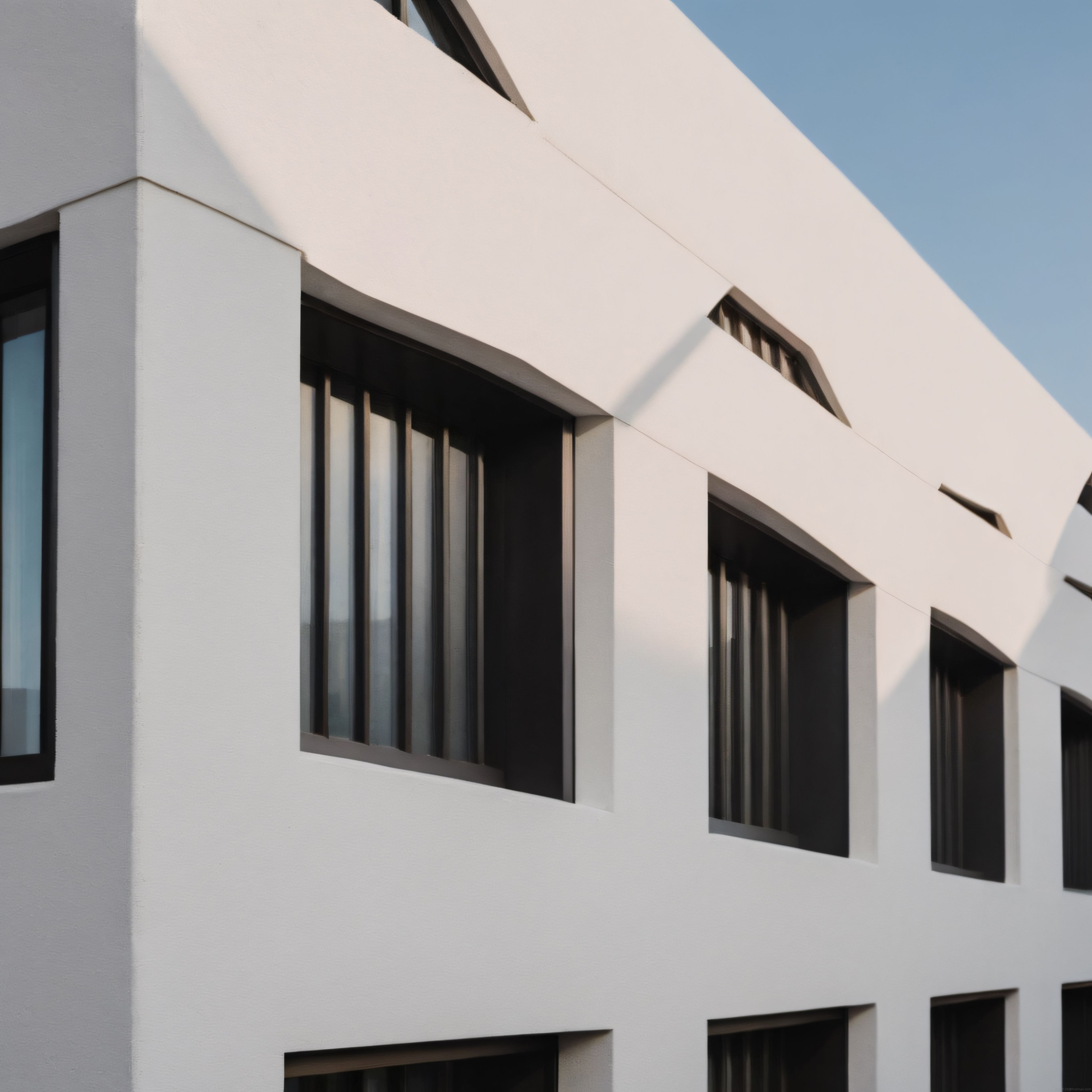 Güneş Işığı ve Gölgelerle Dans Eden Modern Minimalist Bir Bina Cephesi