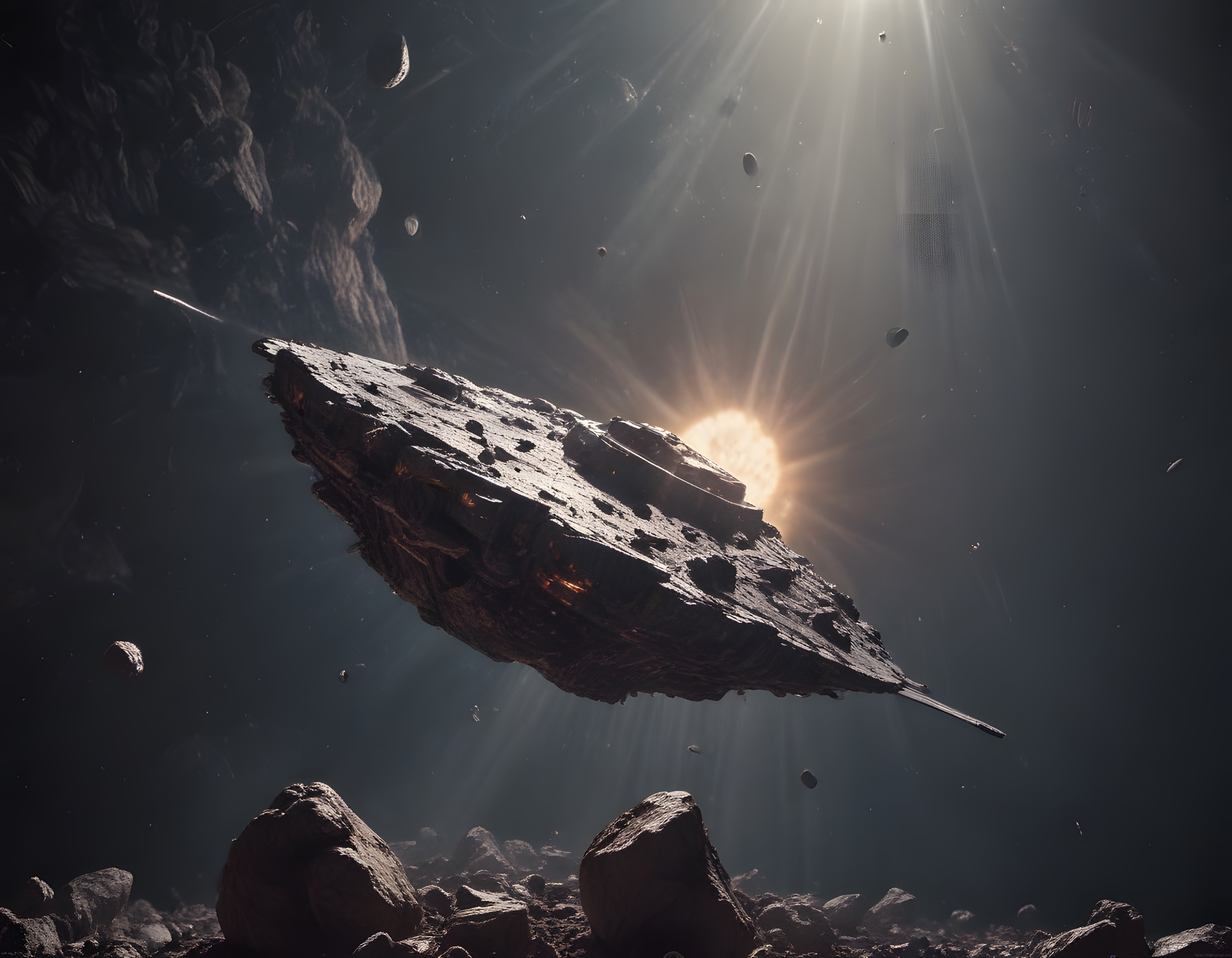 Güneş Işıkları Arasında Yüzen Devasa Asteroid ve Gizemli Uzay Cismi