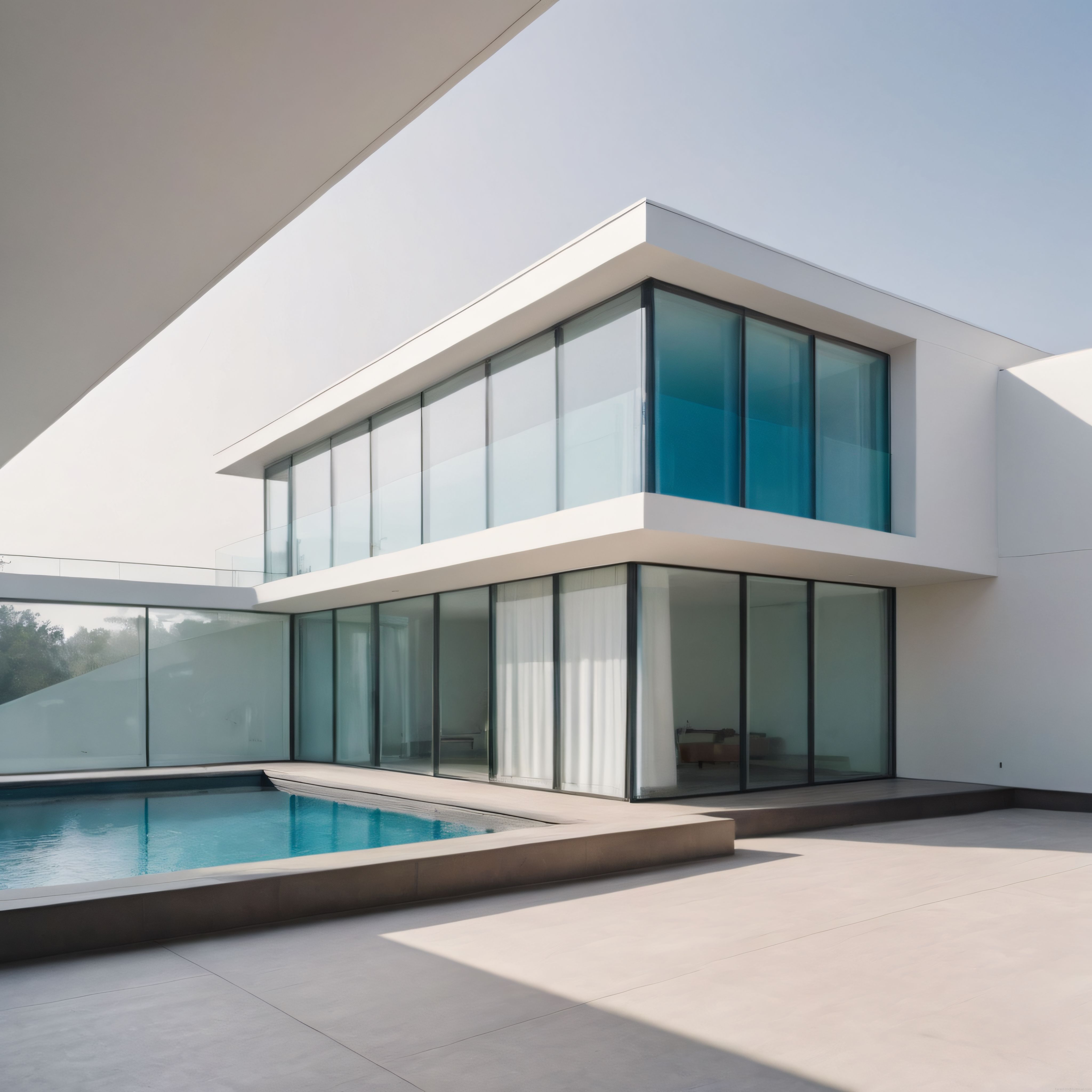 Günışığında Parlayan Modern Cam Cepheli Lüks Villa ve Yüzme Havuzu