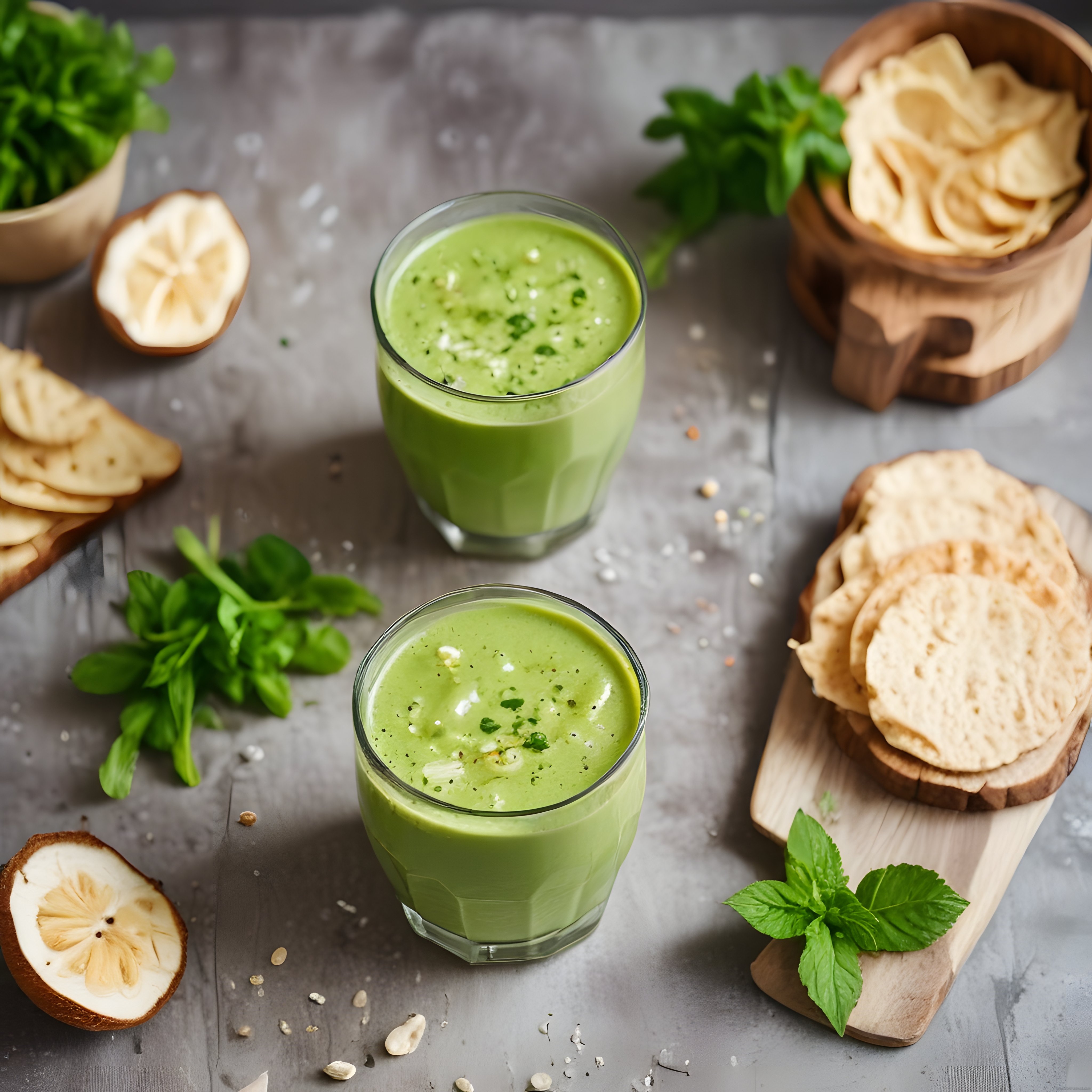 Günün Enerjisi: Ev Yapımı Ispanaklı Yeşil Smoothie ve Çıtır Ekmekler