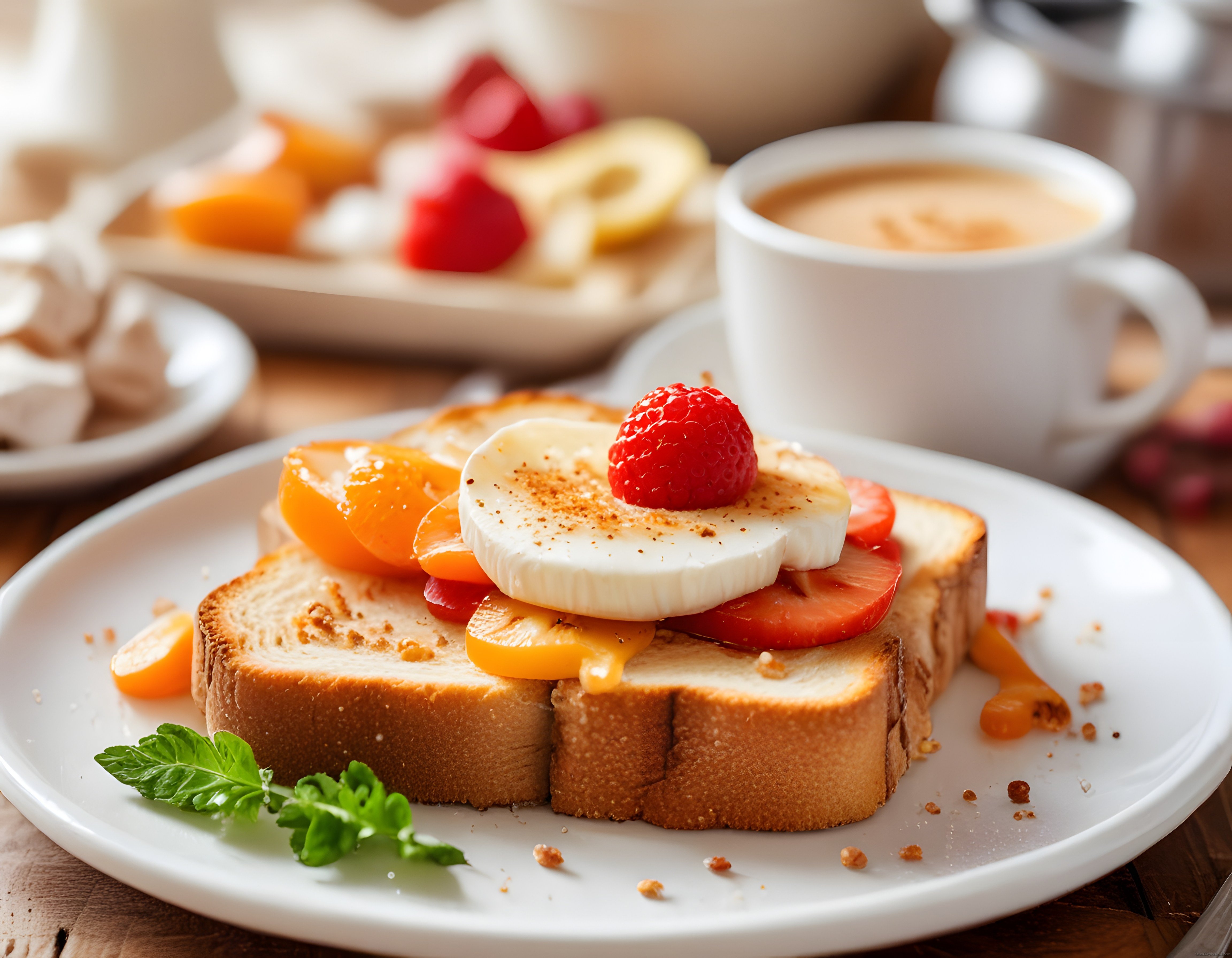 Günün İlk Öğününe Özel: Taze Meyveli ve Bal Soslu Tost ile Sıcak Kahve