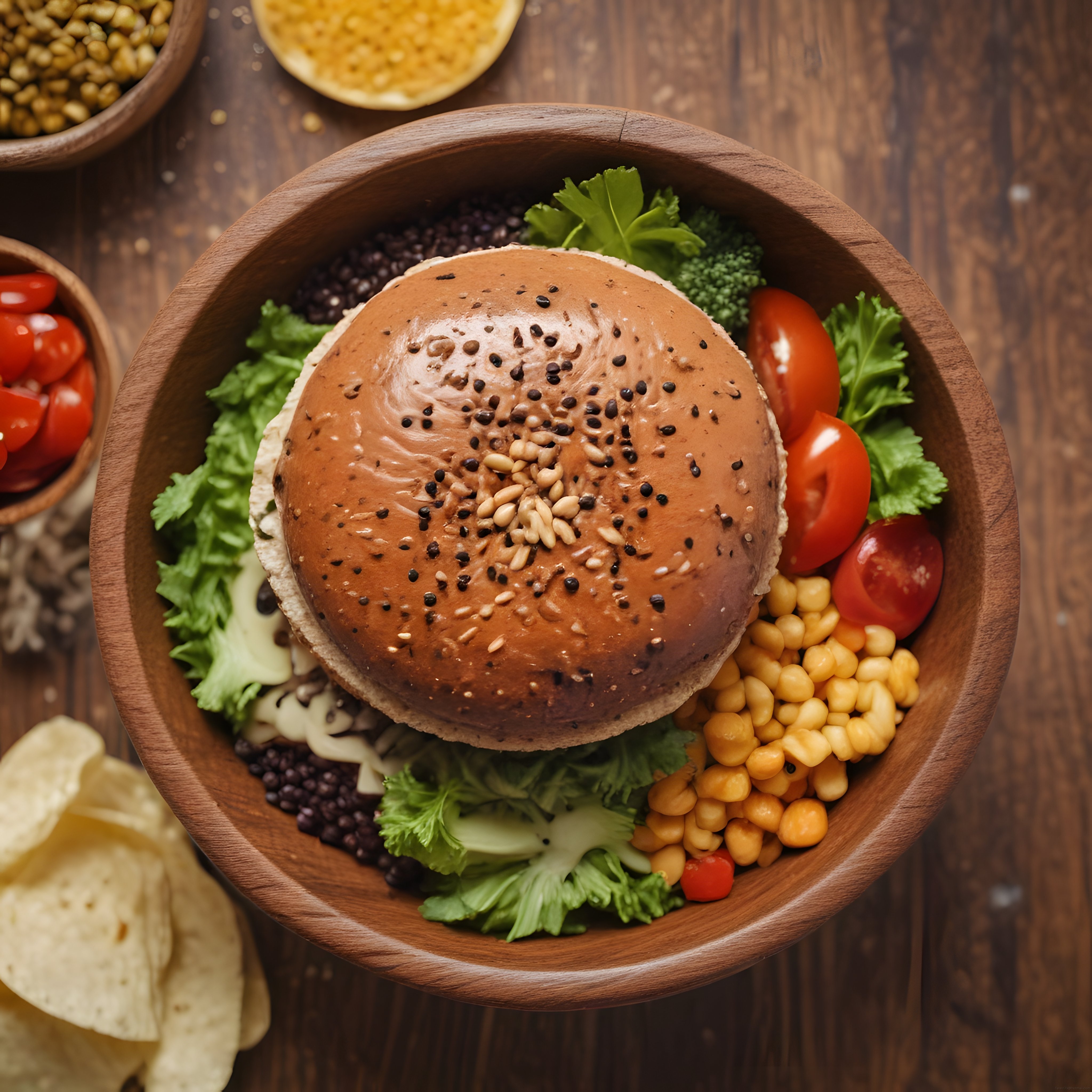 Gurme Burger Bowl: Nohut, Yeşillik ve Taze Sebzelerle Sağlıklı Sunum