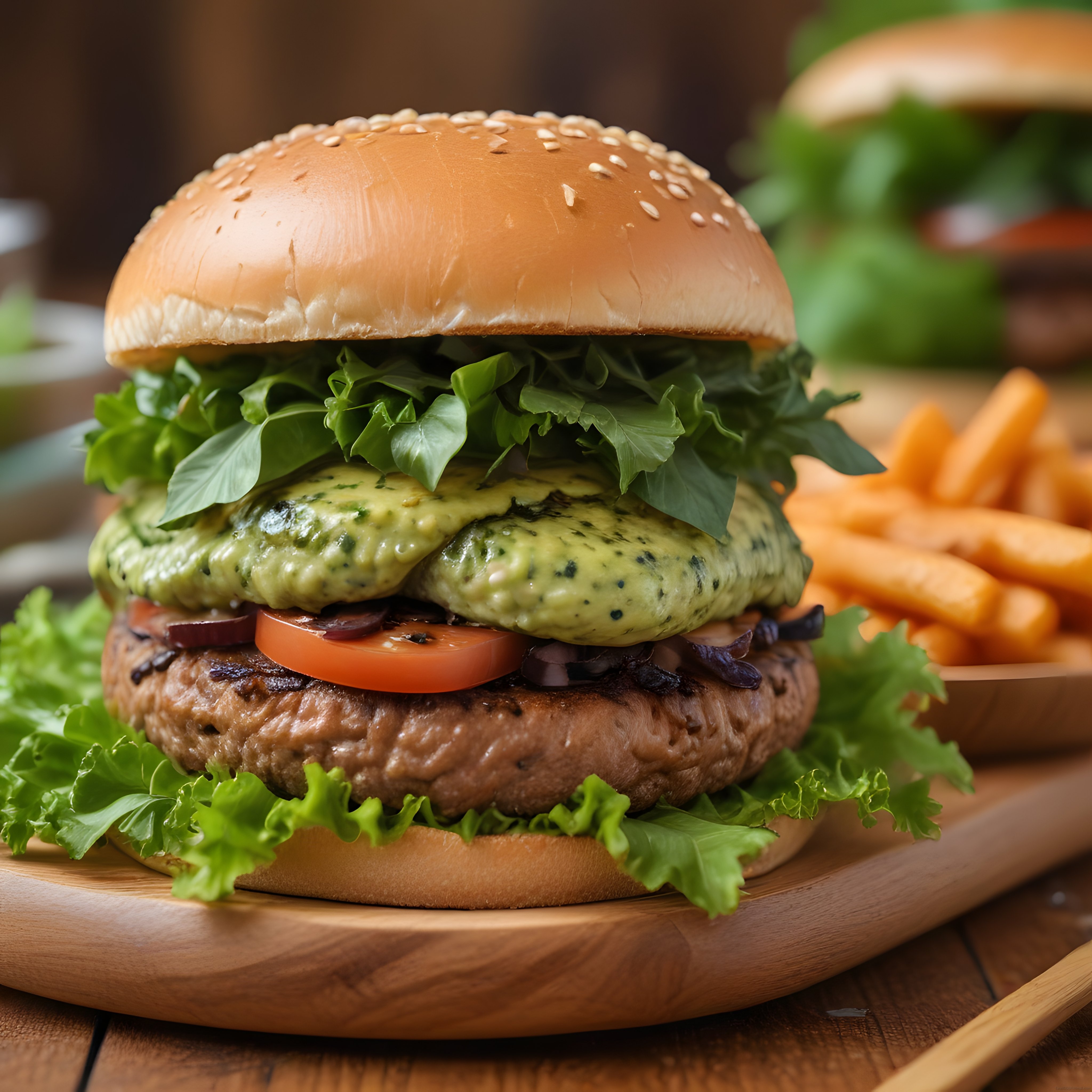 Gurme Hamburger ve Çıtır Patates Kızartması ile Lezzet Dolu Bir Öğün