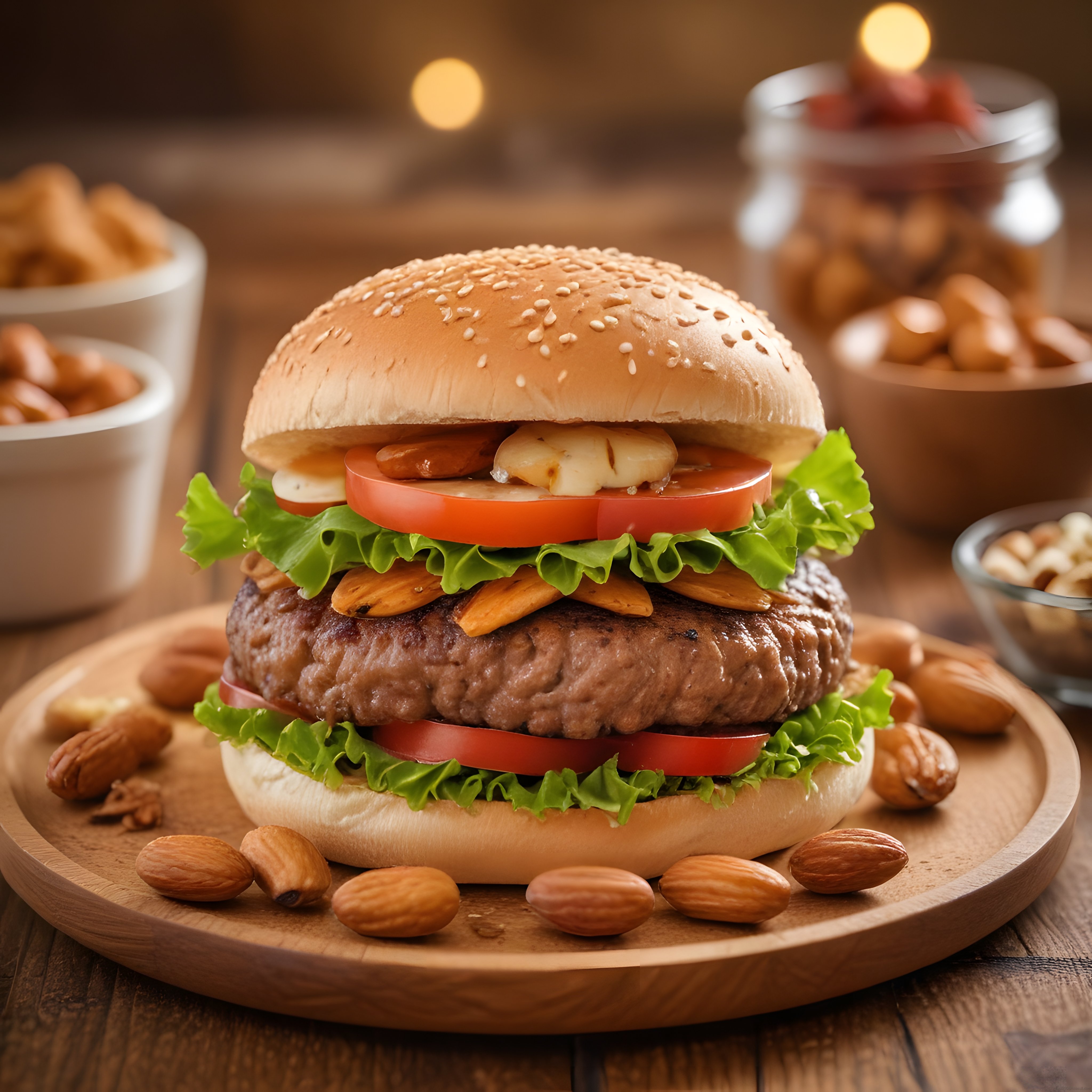 Gurme Hamburger ve Taptaze Kuruyemişlerle Zenginleştirilmiş Muhteşem Bir Sunum