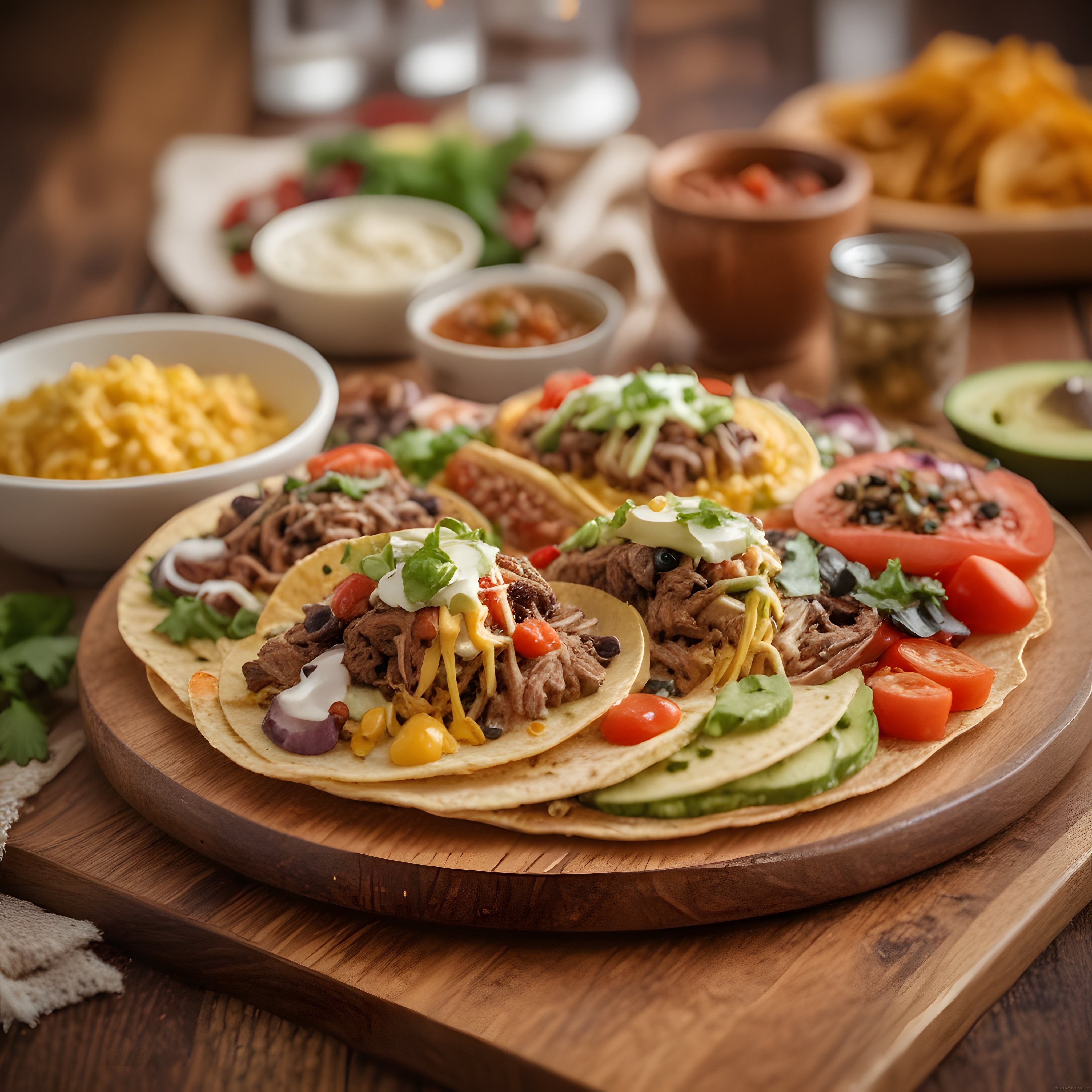 Gurme Meksika Taco Tablosu: Etli Tortillalar ve Taze Malzemelerle Hazırlanan Şölen