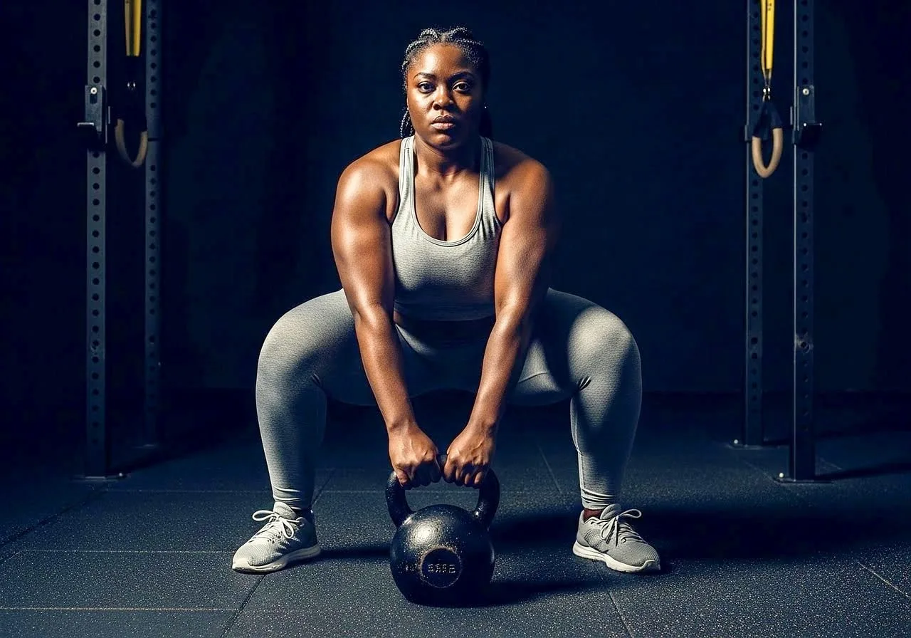 Gym ortamında güçlü kadın atlet fotoğrafı