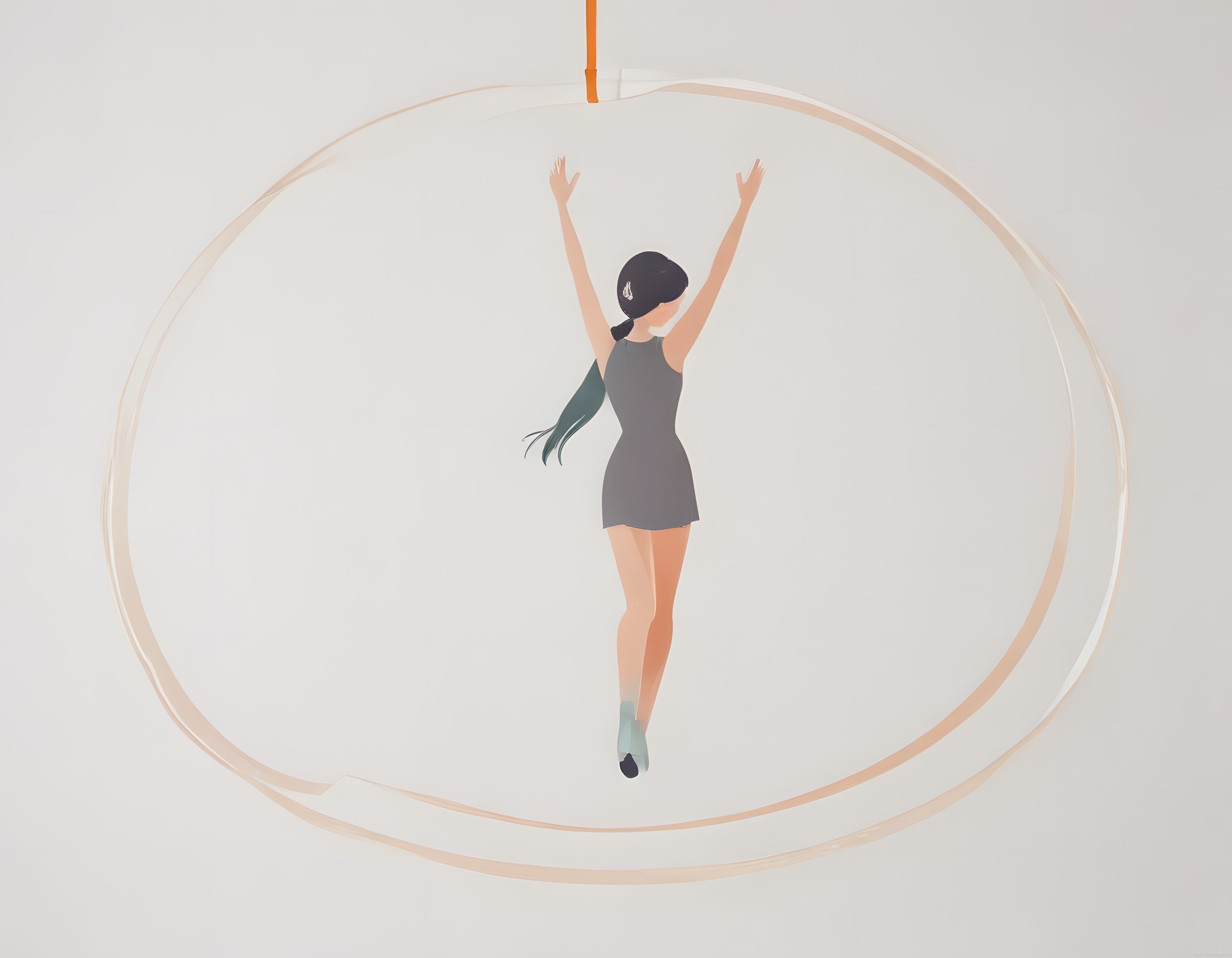 Halka Üzerinde Dansa Duran Kadın: Minimal Aerial Hoop İllüstrasyonu
