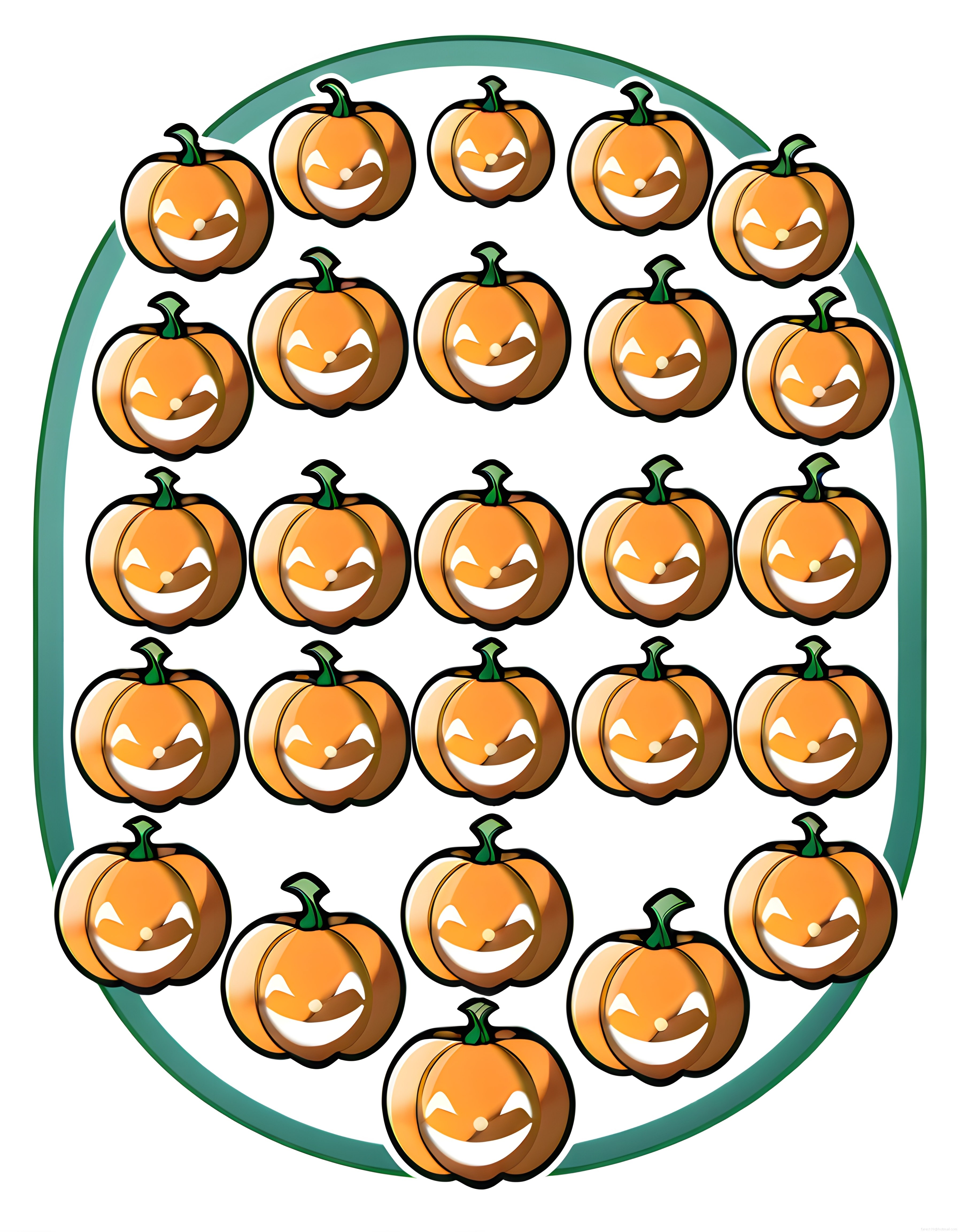 Halloween Gülümseyen Balkabağı Deseni: Çizgi Film Stili Sonbahar Sticker Seti