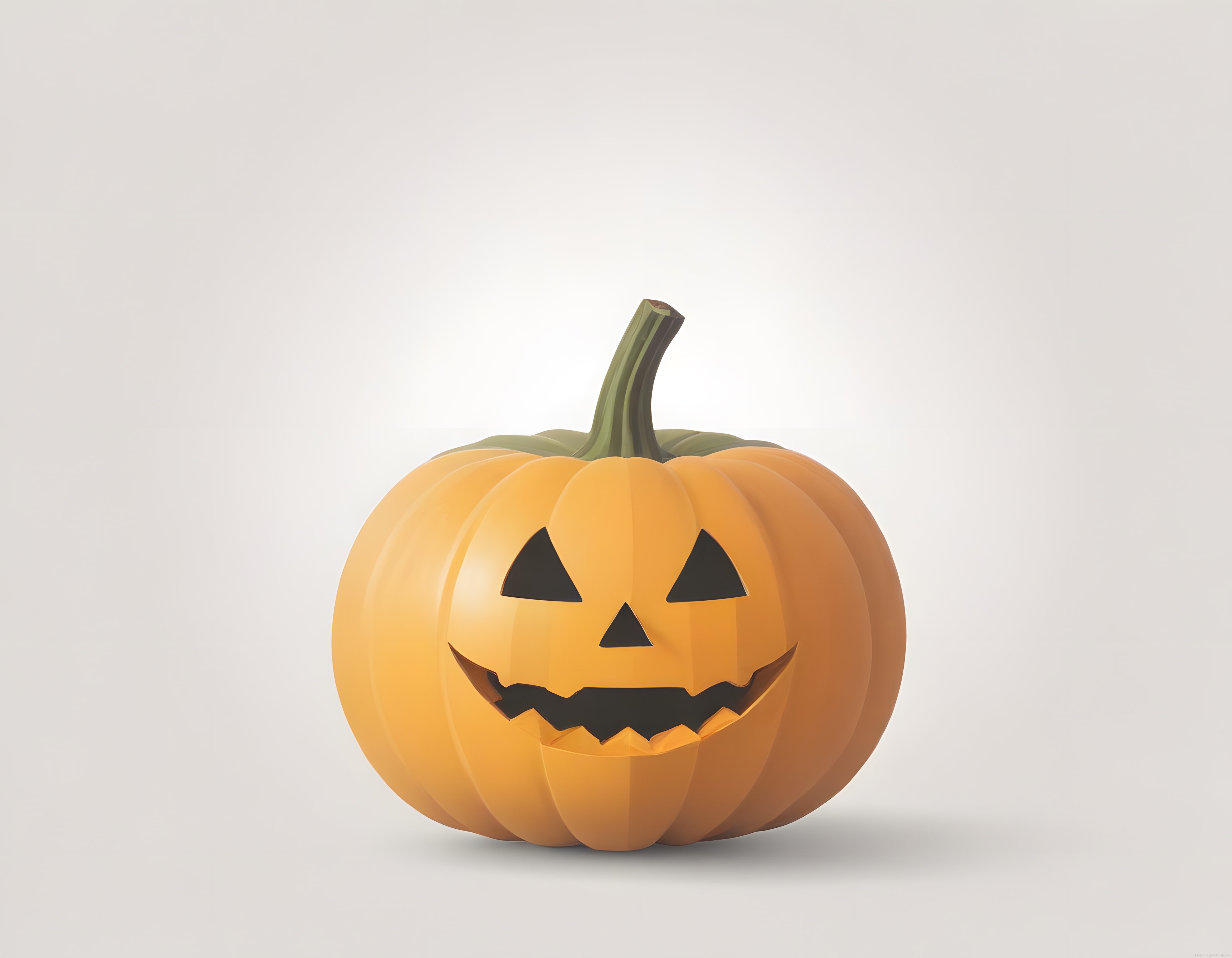 Halloween İçin Oyulmuş Gülümseyen Turuncu Balkabağı 3D Render Görseli