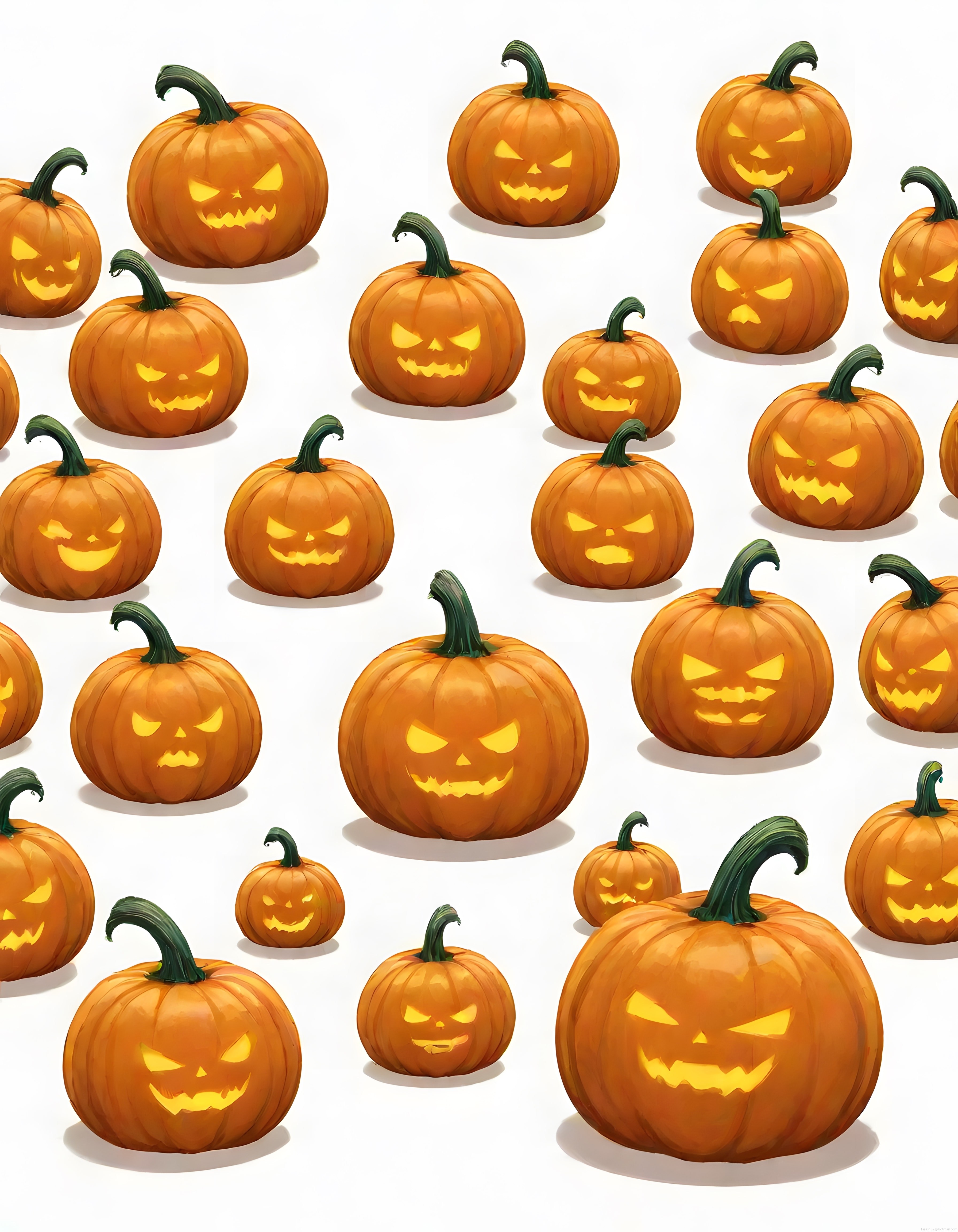 Halloween Partisi İçin Farklı Boyutlarda Sevimli ve Korkutucu Balkabağı Deseni