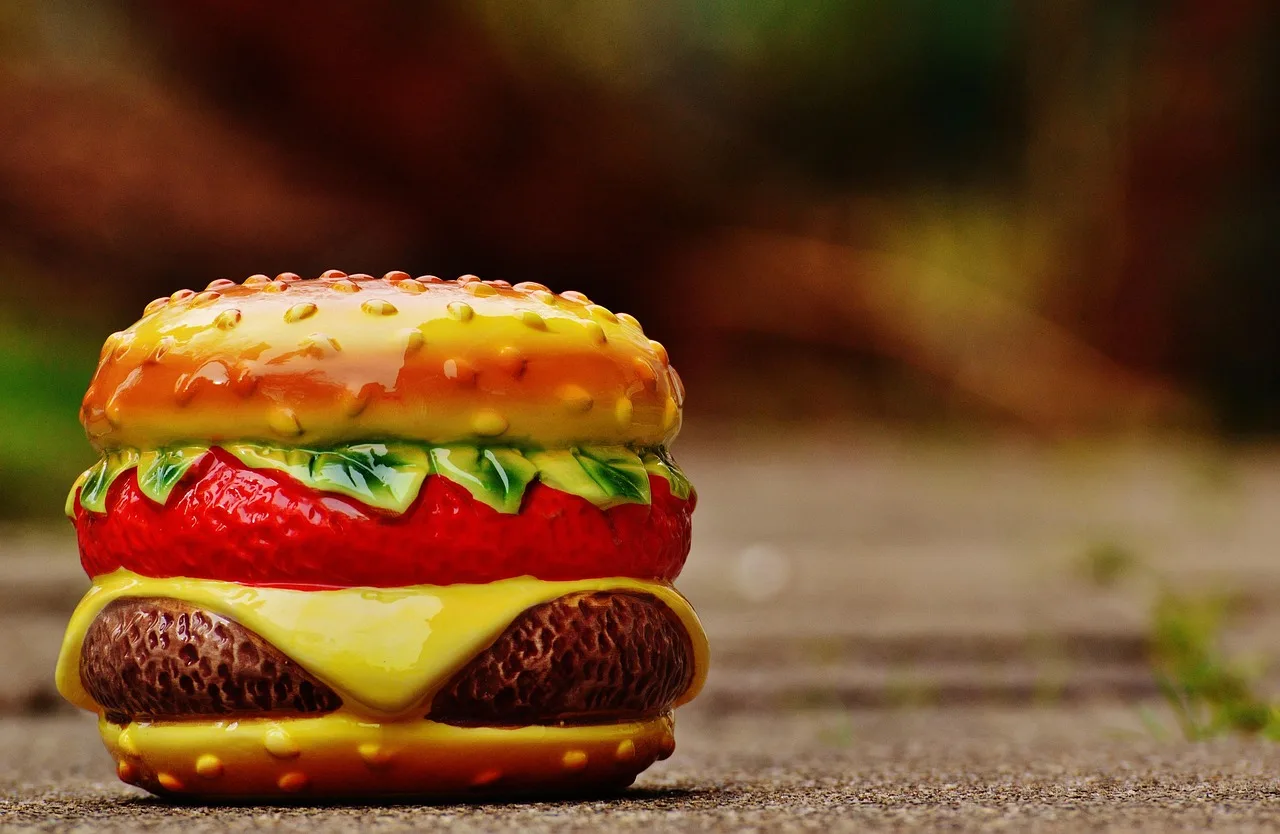 Hamburger peynirli lezzetli seramik tabakta