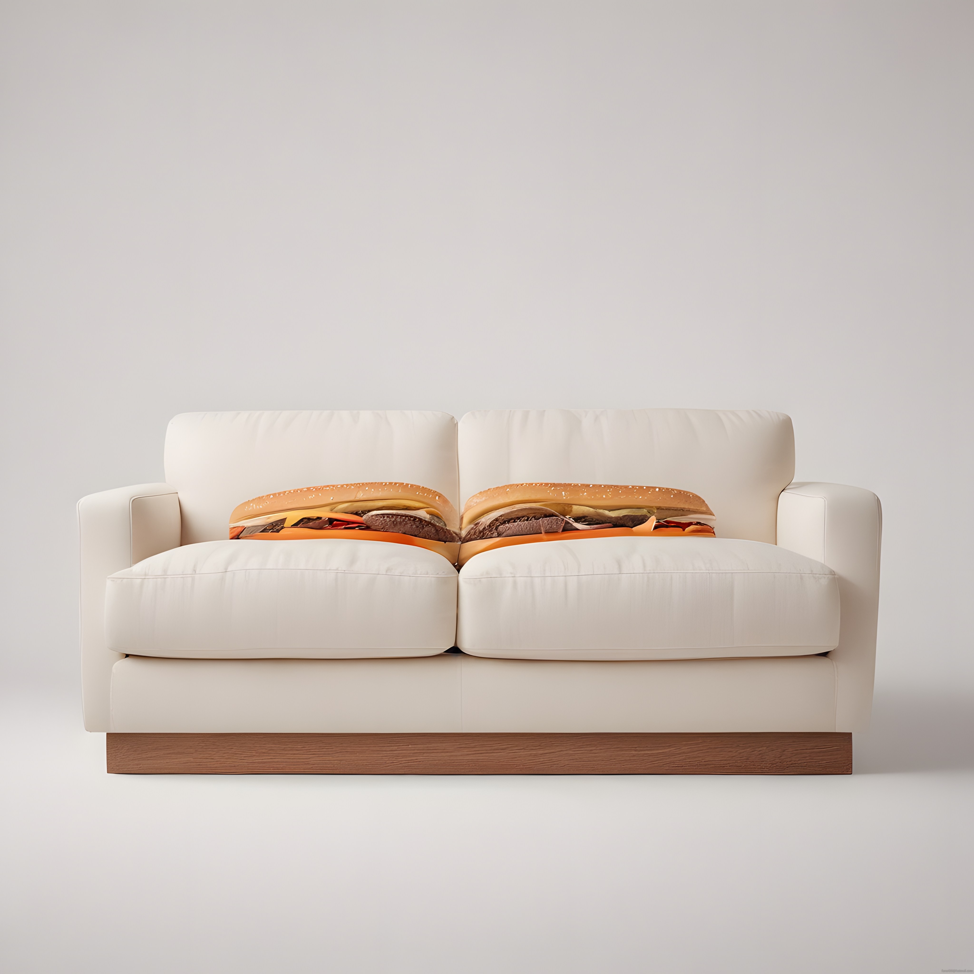 Hamburger Tasarımlı Yastıklarla Süslenmiş Modern Beyaz Kanepe