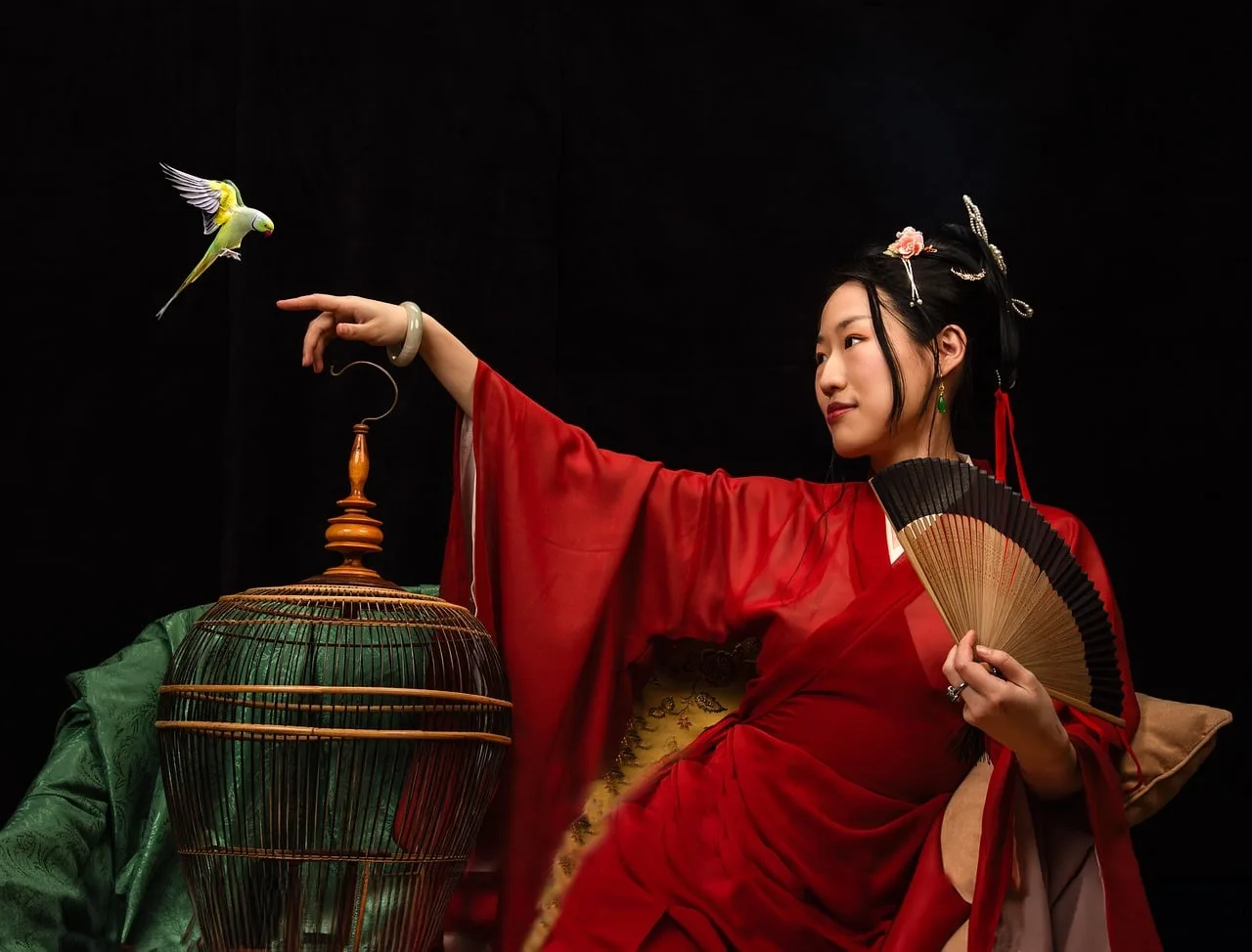 Hanfu giyimli Asya kadını portresi - kültürel moda