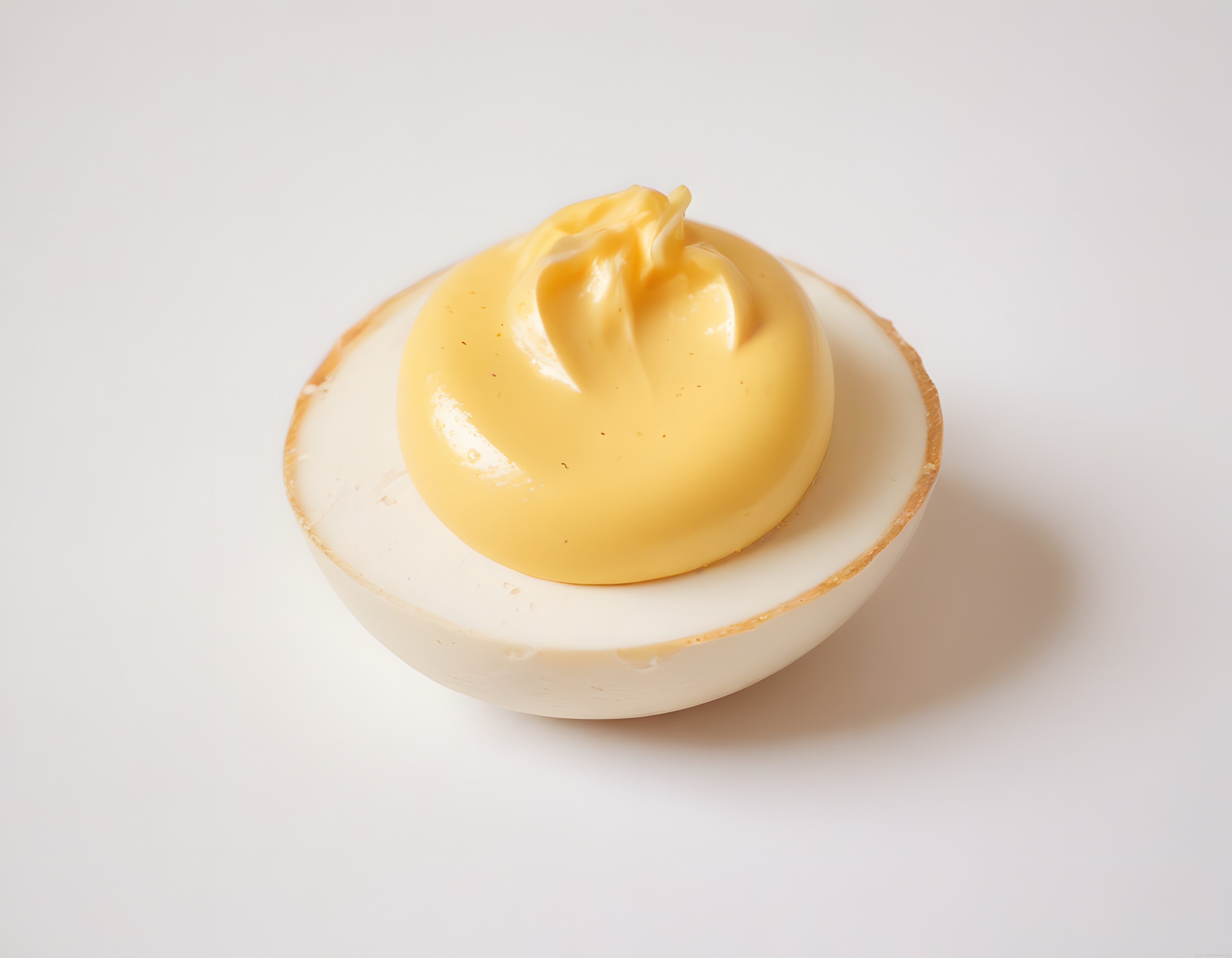 Haşlanmış Yumurta Üzerinde Kremalı Sarı Sos ile Minimalist Yemek Fotoğrafı