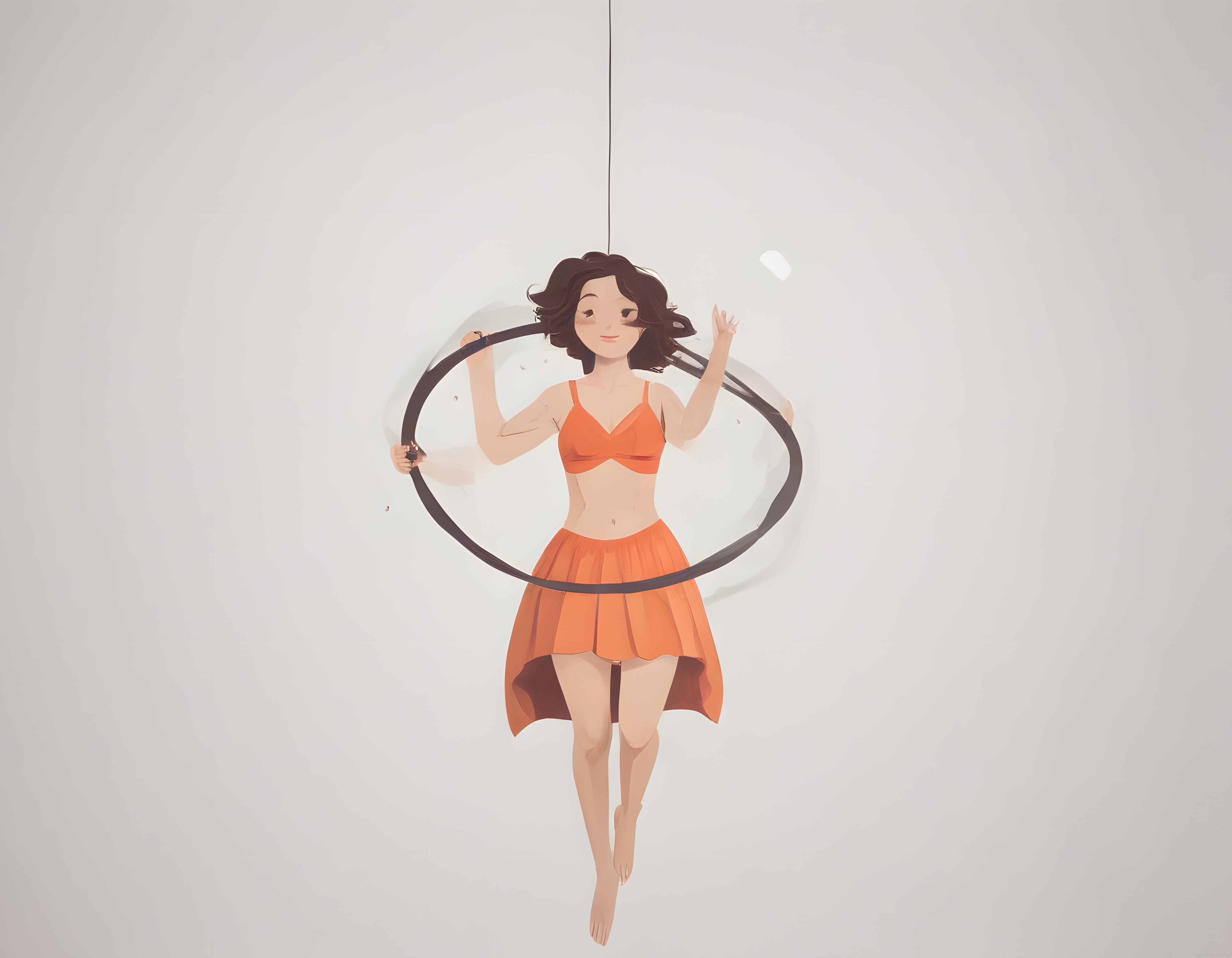 Havadaki Gibi Süzülen Animasyon Kızın Hula Hoop Performansı ve Enerjisi