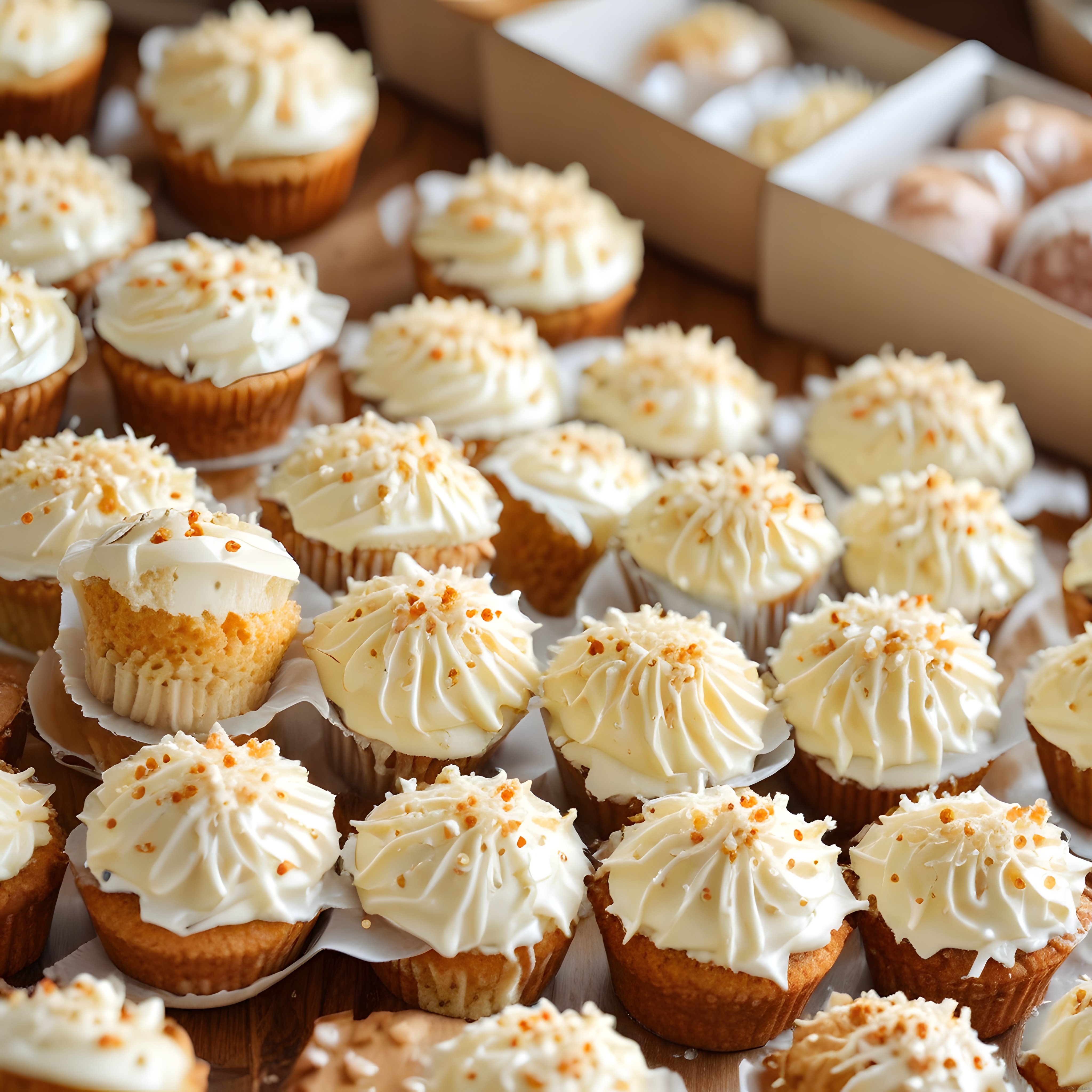 Hindistan Cevizli Kremalı Cupcake'ler: Taze Fırınlanmış Tatlı Sunumu