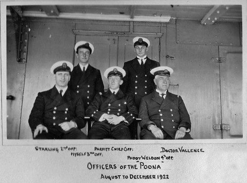 HMS Poona Gemisinin Subaylarına Ait 1922 Tarihli Klasik Siyah Beyaz Fotoğraf
