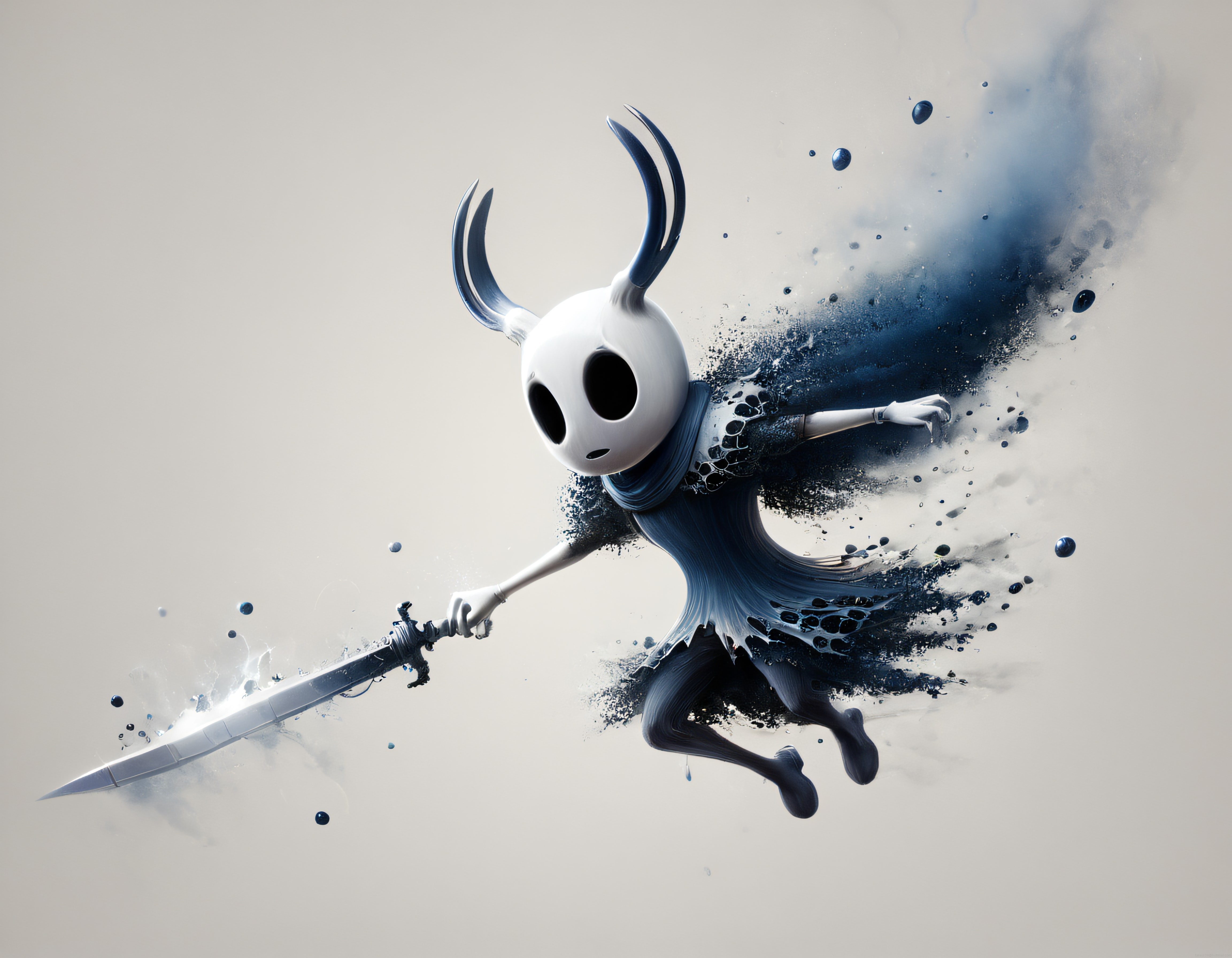 Hollow Knight: Gölgeden Sıçrayan Hayalet Şövalye Dijital İllüstrasyon