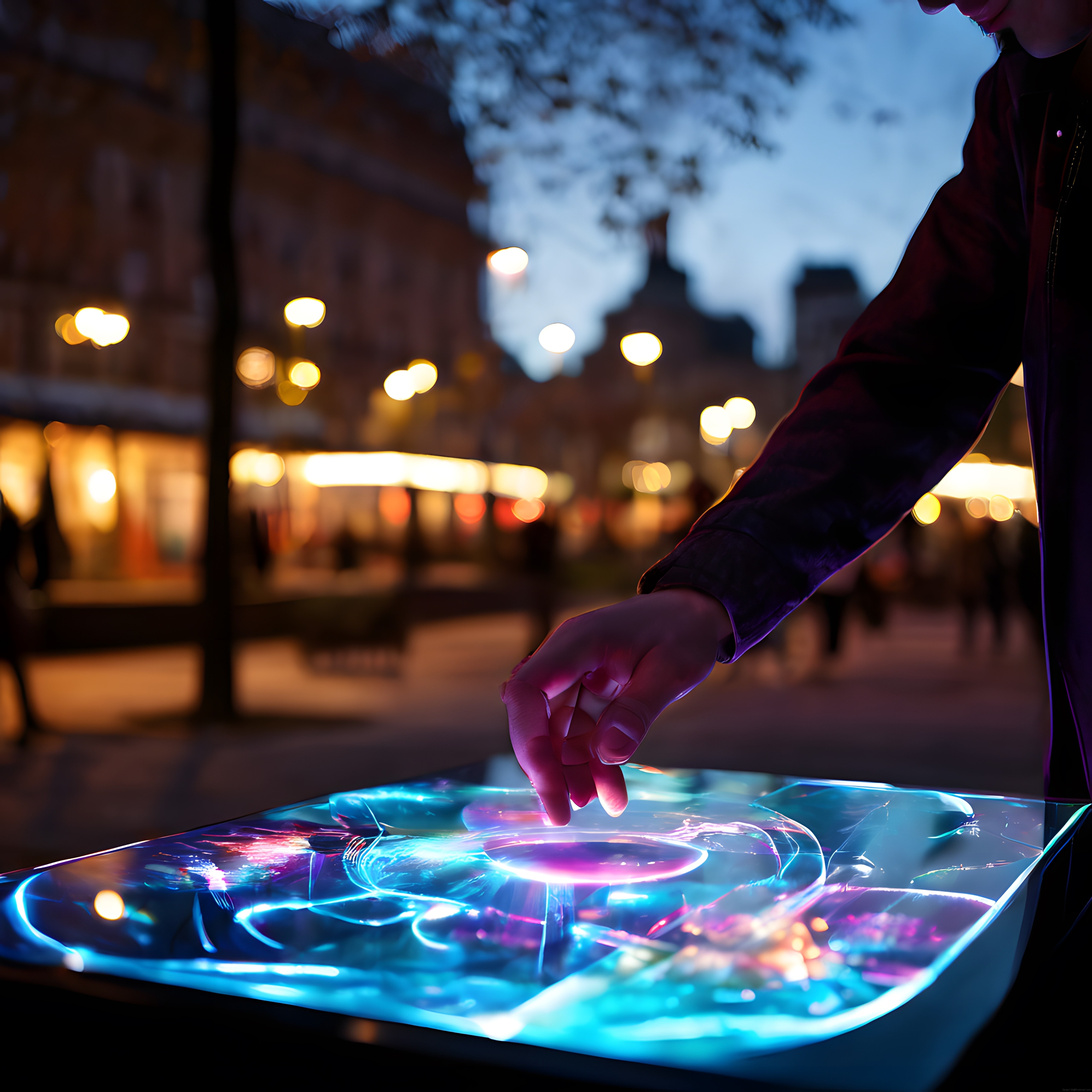 Holografik Dokunmatik Ekranda Etkileşim: Geleceğin Neon Şehir Teknolojisi