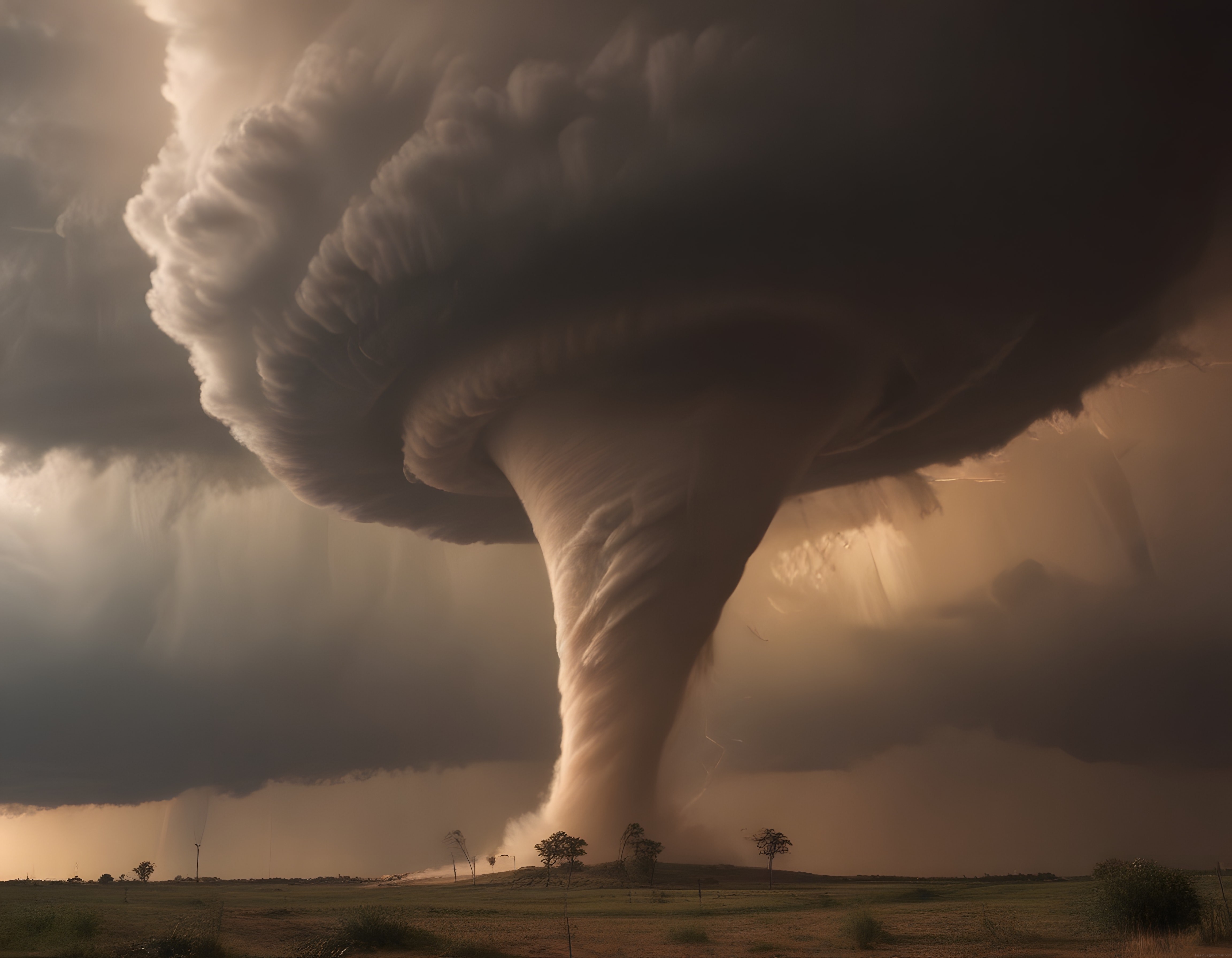 Hortumun Dehşet Verici Gücü: Büyük Tornado ve Fırtına Bulutları Manzarası