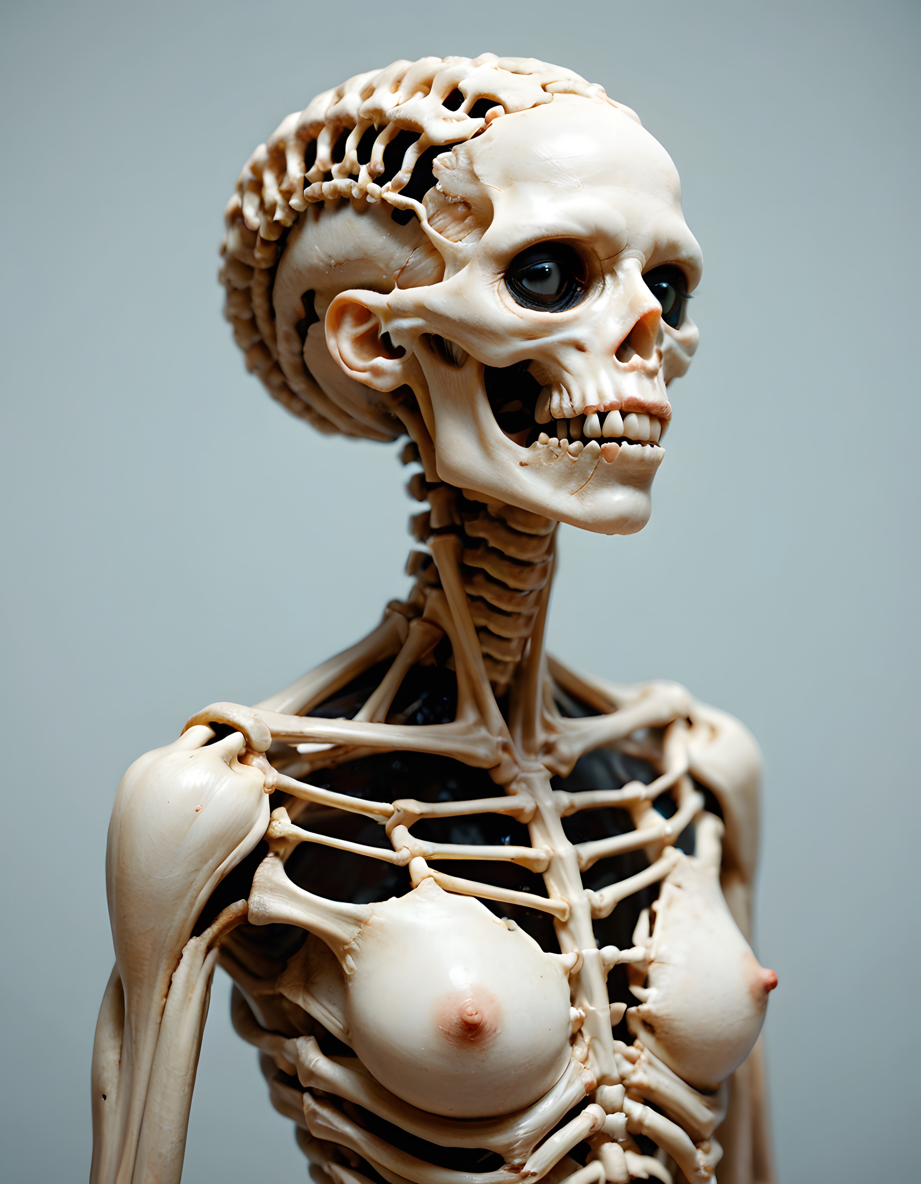 Hümanoid Kadın İskeleti: Anatomik Detaylarla Ürkütücü 3D Render Çalışması