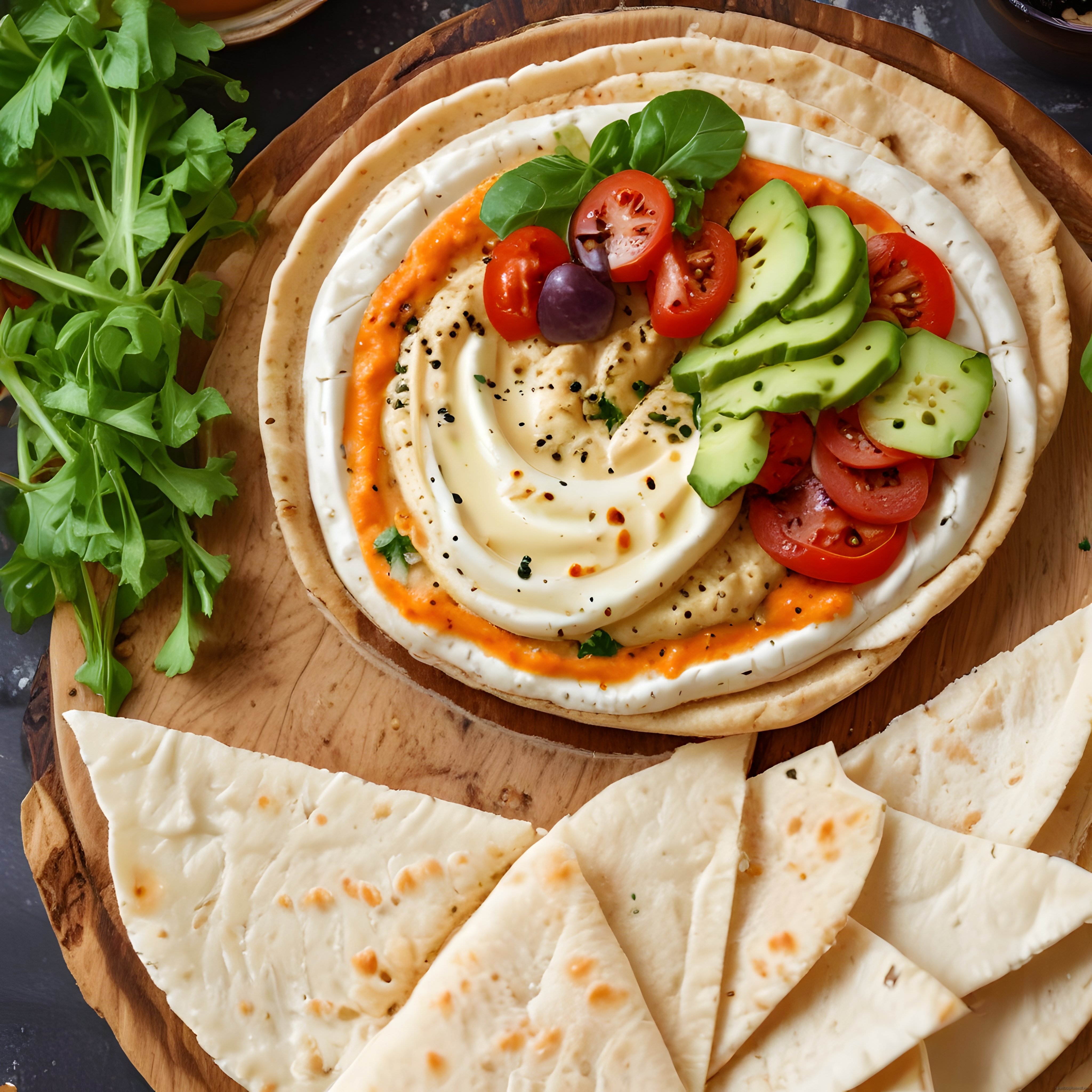 Humus, Avokado ve Taze Sebzelerle Hazırlanan Renkli ve Besleyici Tabak