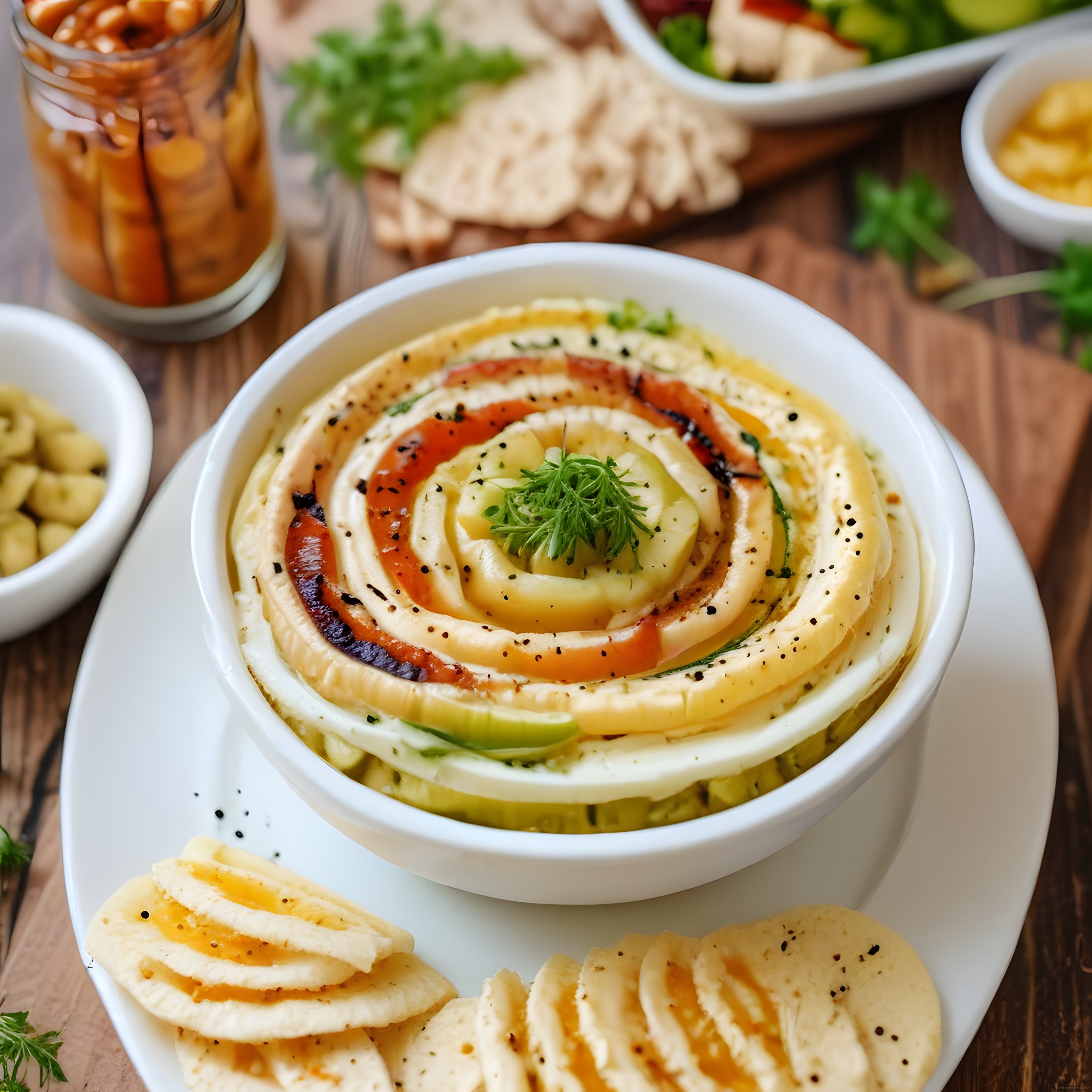Humus Kasesi ve Lavaş Cipsler: Ev Yapımı Sağlıklı Meze Sunumu