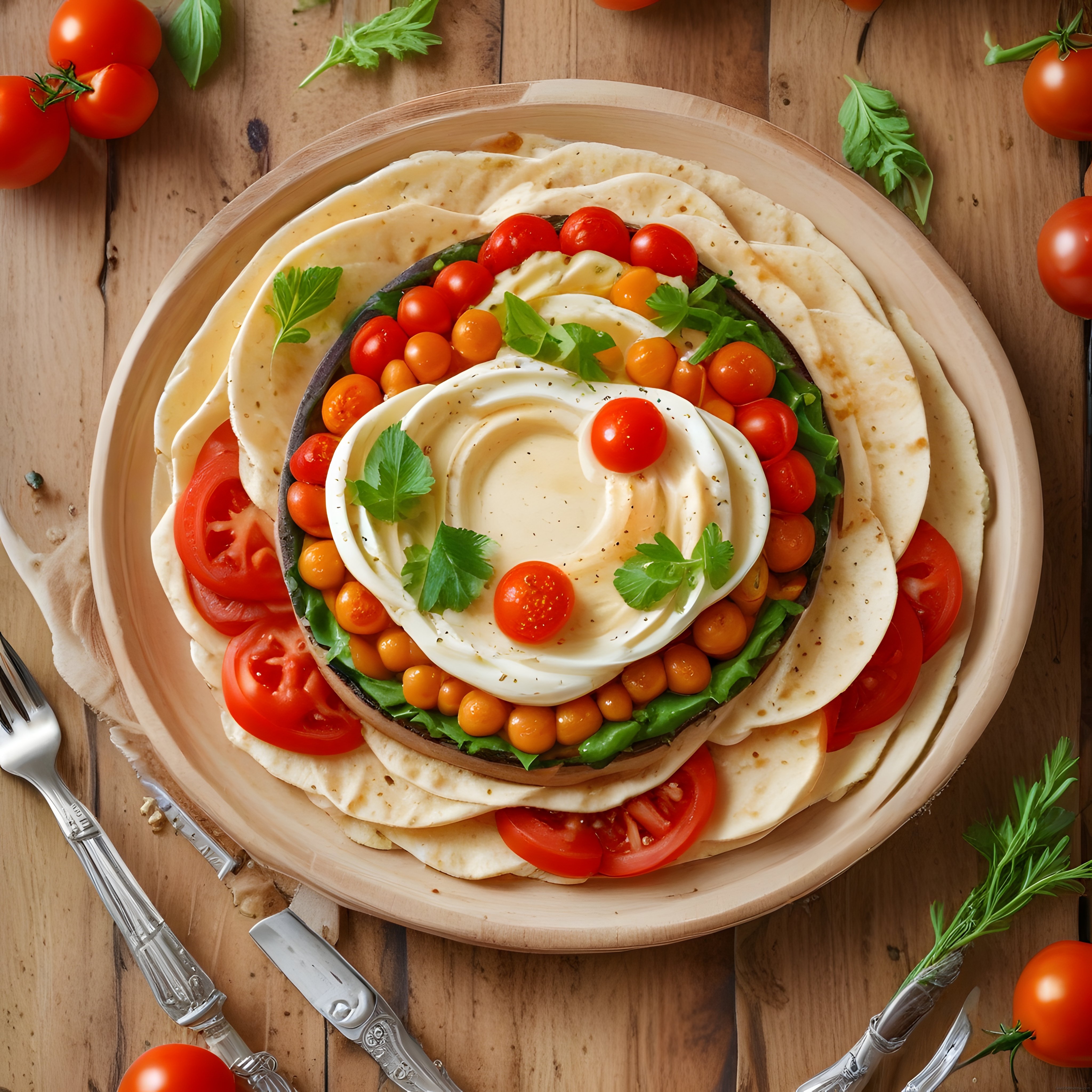 Humus Tabağı: Nohut, Domates ve Taze Yeşilliklerle Sağlıklı ve Lezzetli Tarif