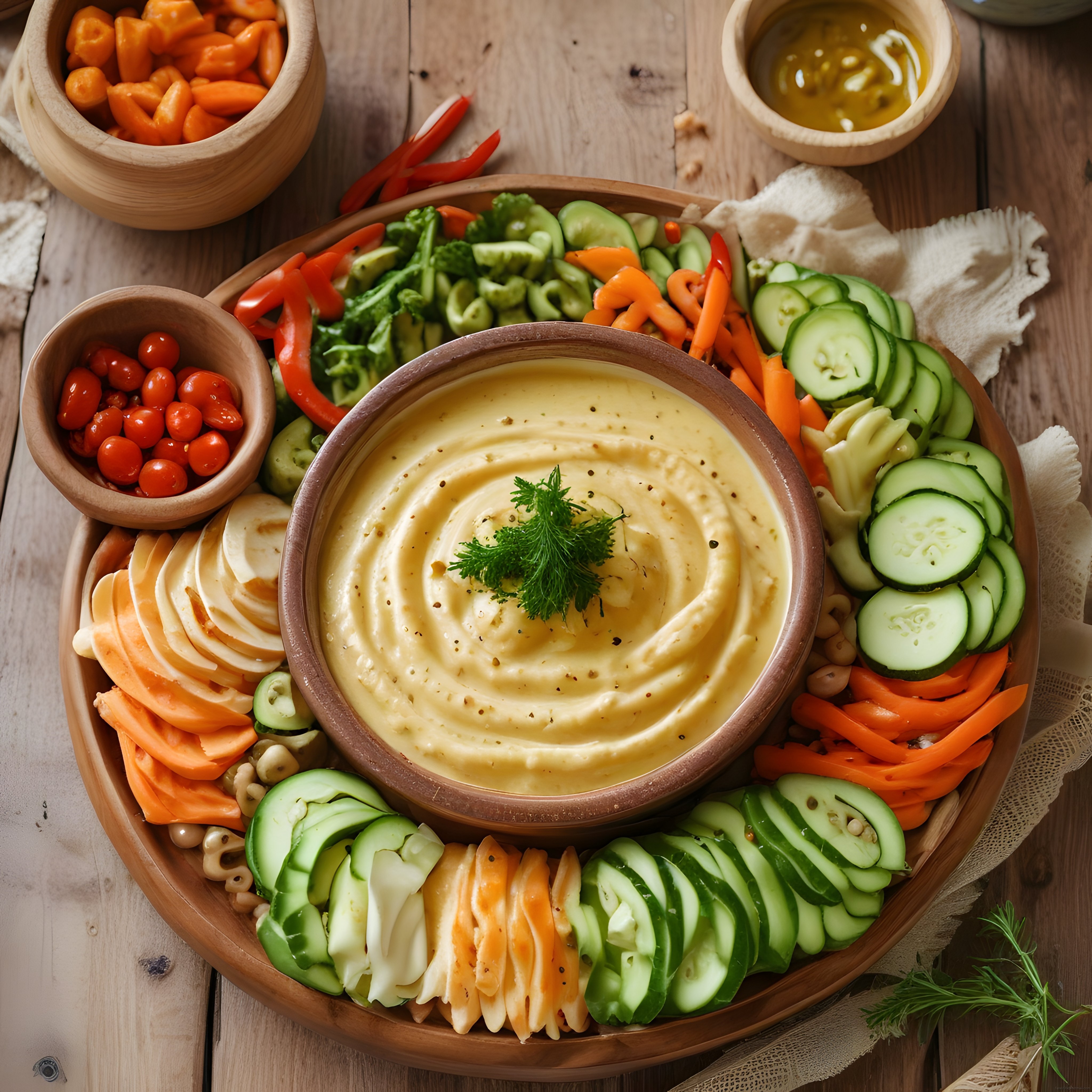Humus Tabağı ve Taze Sebzeler: Sağlıklı ve Lezzetli Atıştırmalık Tarifi