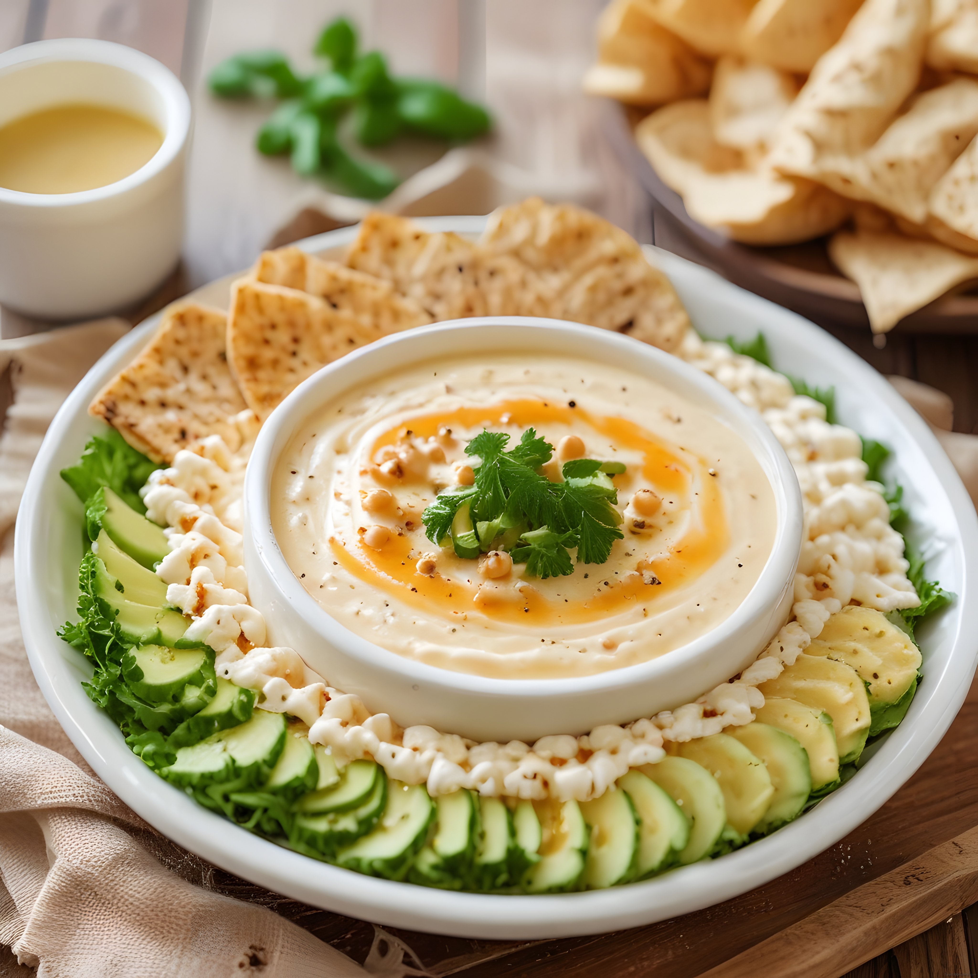 Humus Tarifi: Zeytinyağlı ve Peynirli Sunum Tabağı ile Atıştırmalık