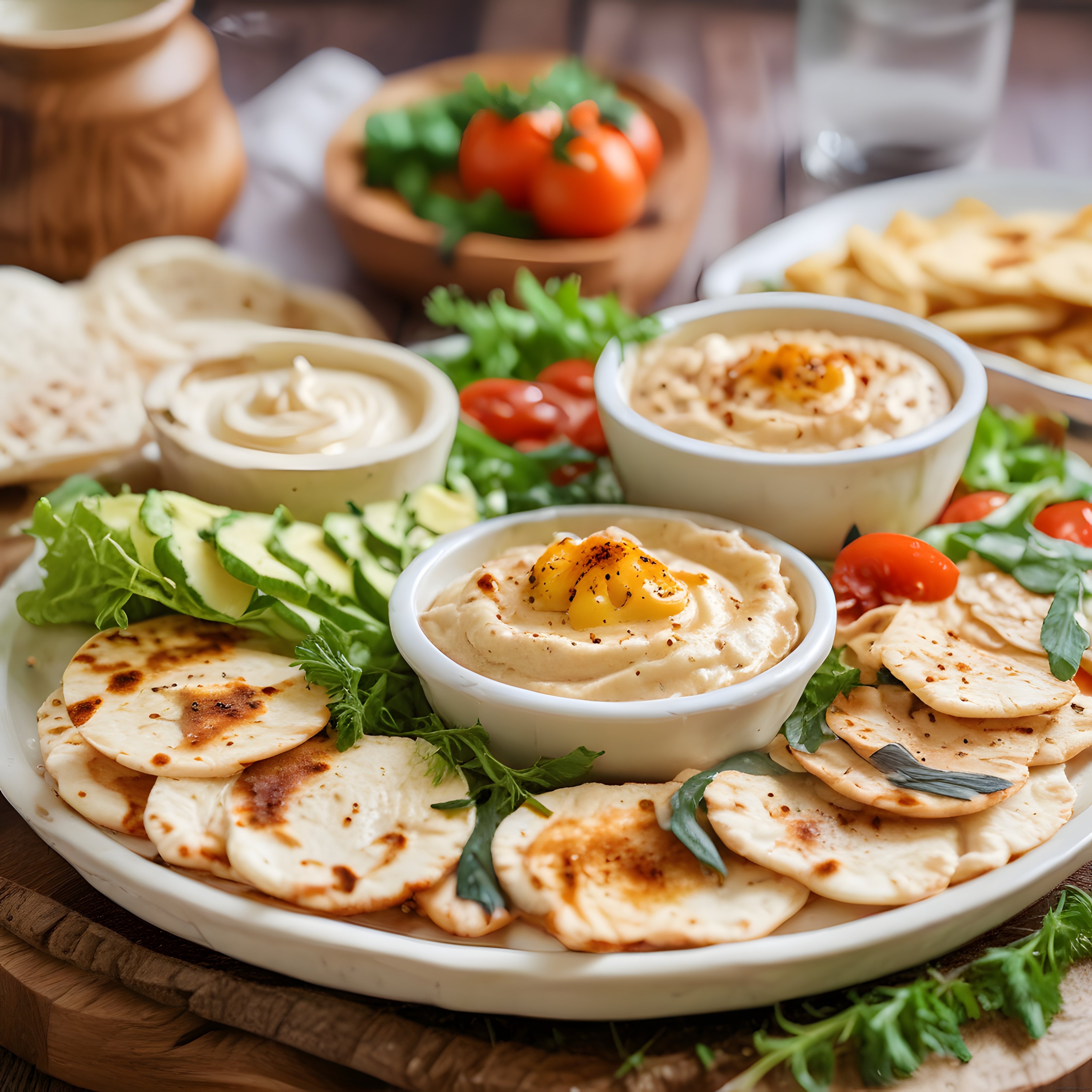 Humus ve Izgara Peynirli Akdeniz Meze Tabağı ile Sağlıklı Atıştırmalık