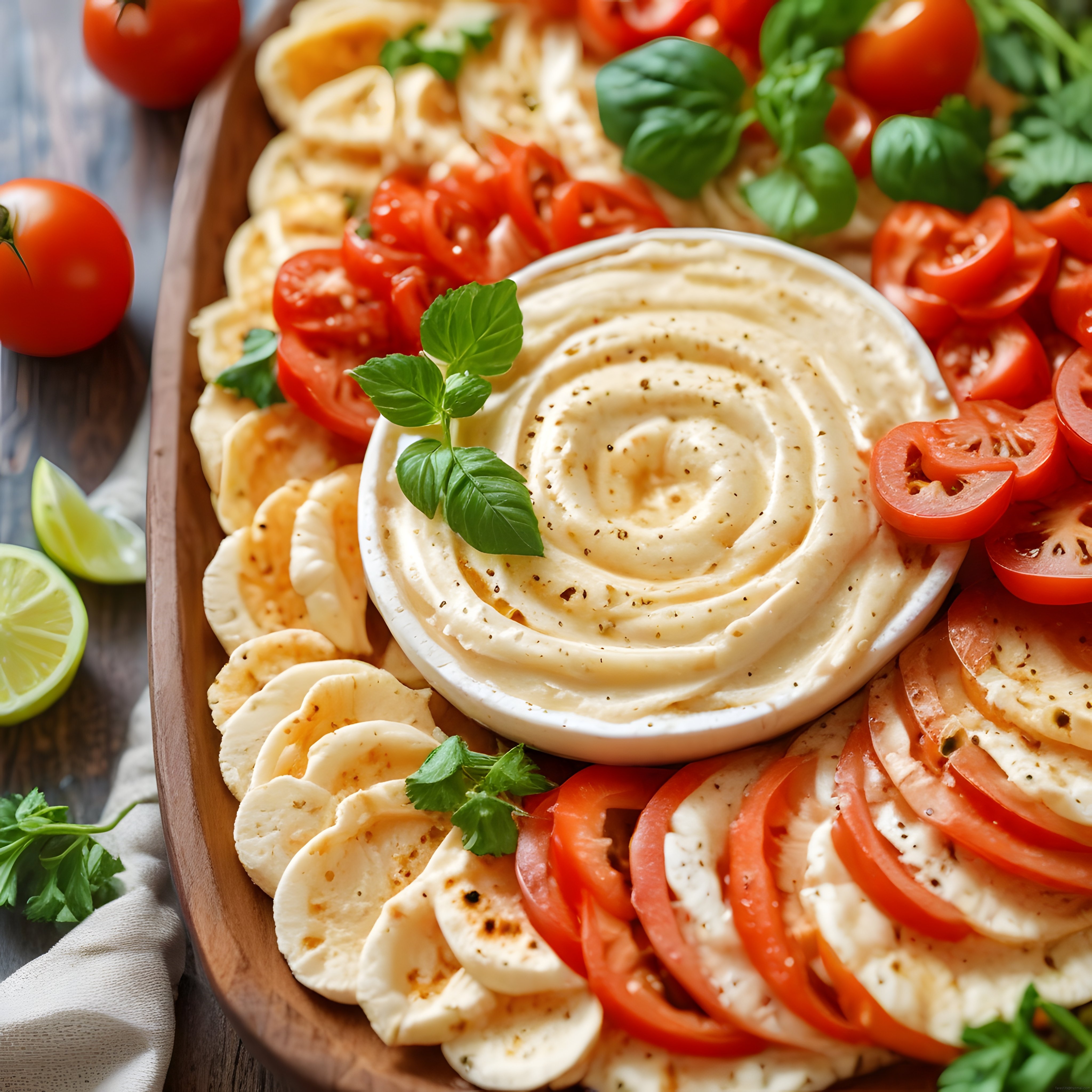 Humus ve Taze Peynirli Meze Sunumu: Sağlıklı ve Lezzetli Kahvaltı Tabağı