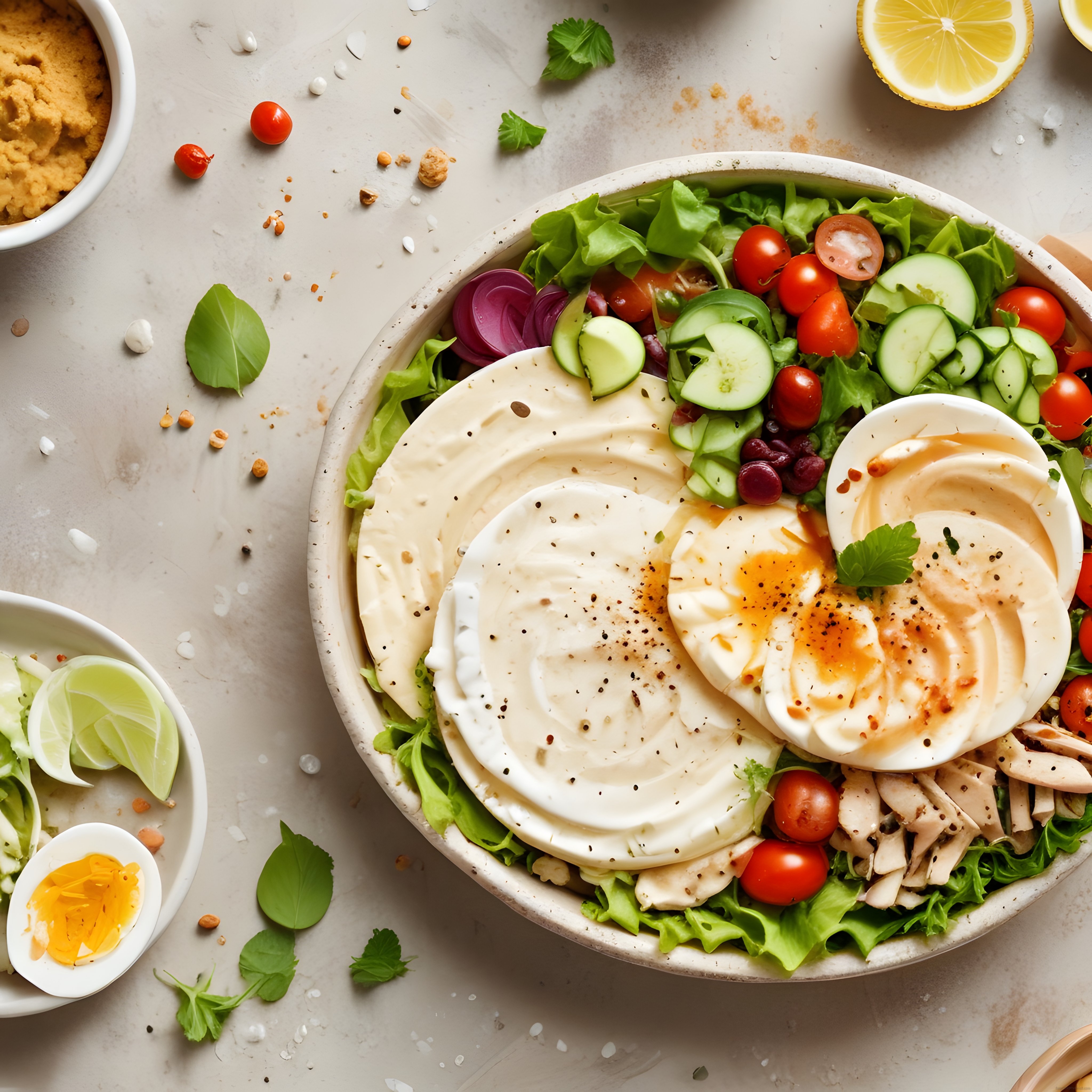 Humus ve Yumurtalı Besleyici Salata Kasesi: Sağlıklı Öğün Tarifi